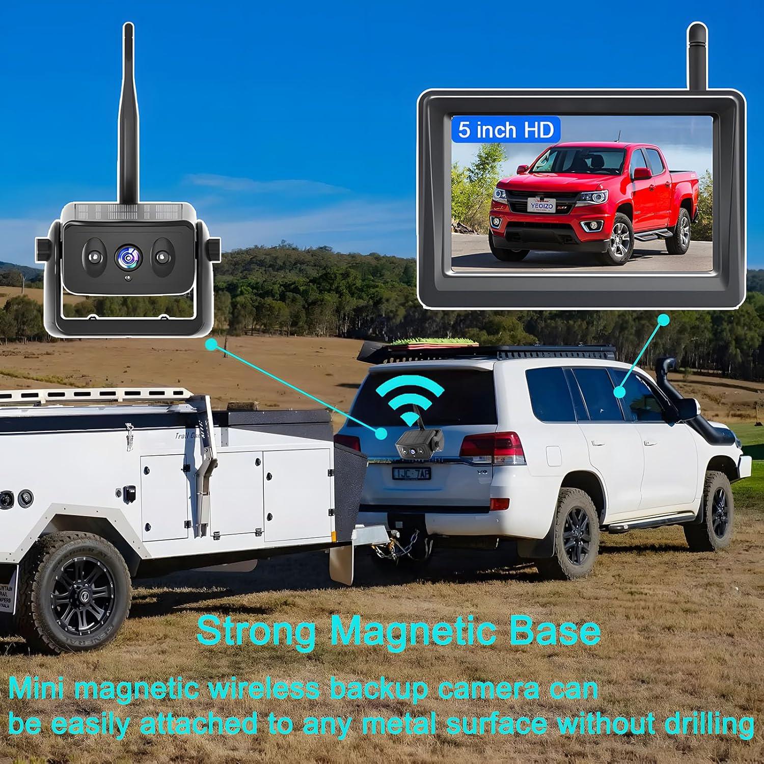 Cámara de Respaldo Inalámbrica YEOIZO Solar 5" HD Magnética