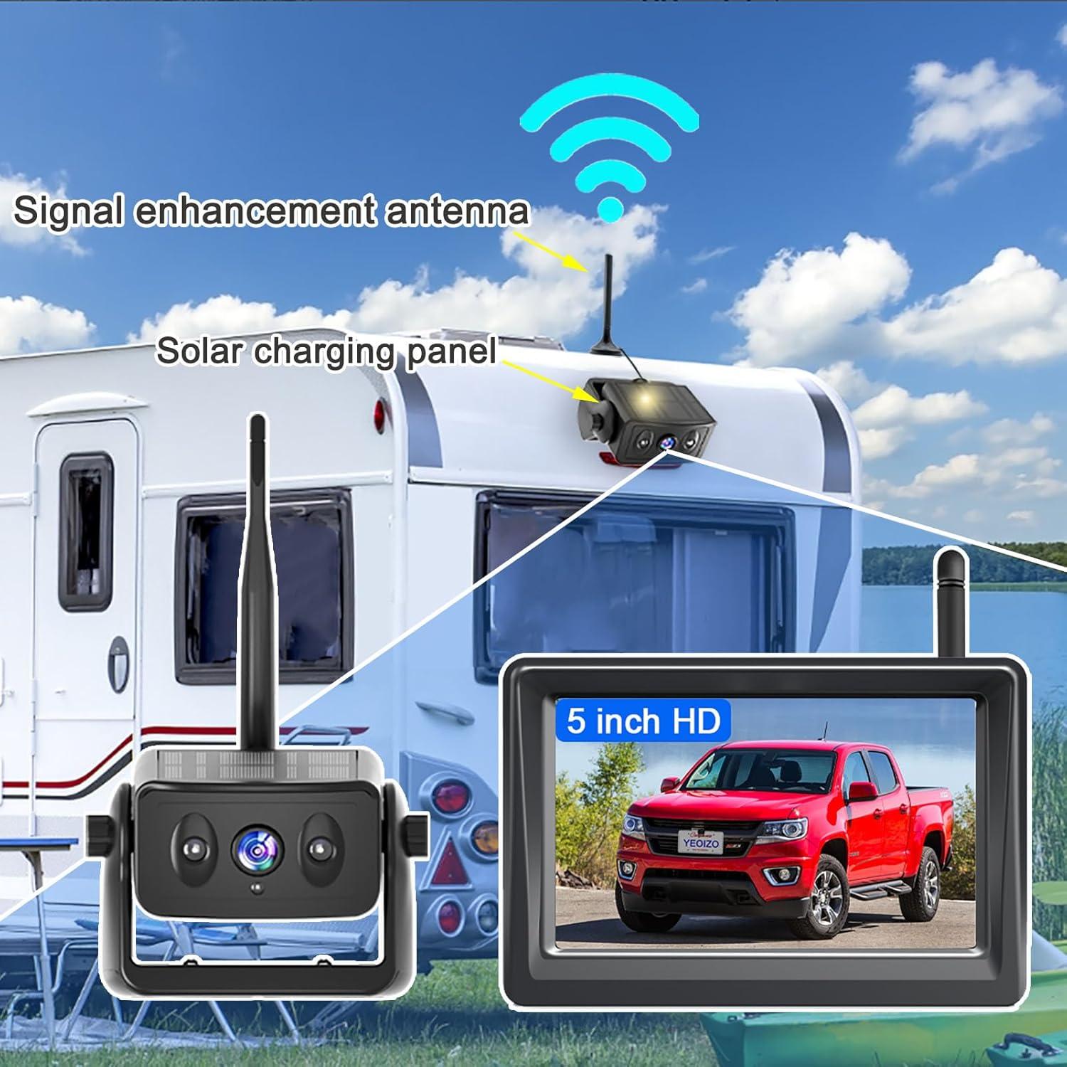 Cámara de Respaldo Inalámbrica YEOIZO Solar 5" HD Magnética