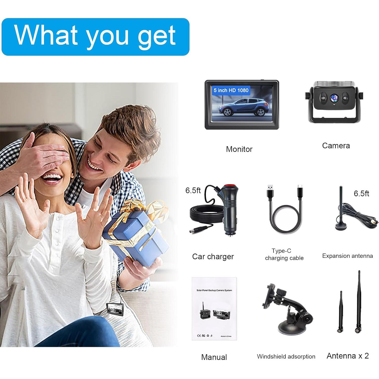 Cámara de Respaldo Inalámbrica YEOIZO Solar 5" HD Magnética