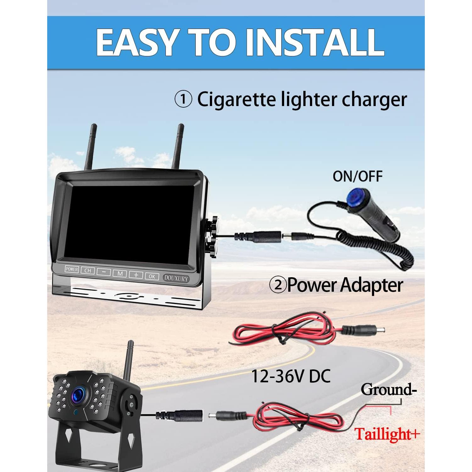 Cámara de Respaldo Inalámbrica DOUXURY HD 1080P IP69 170°