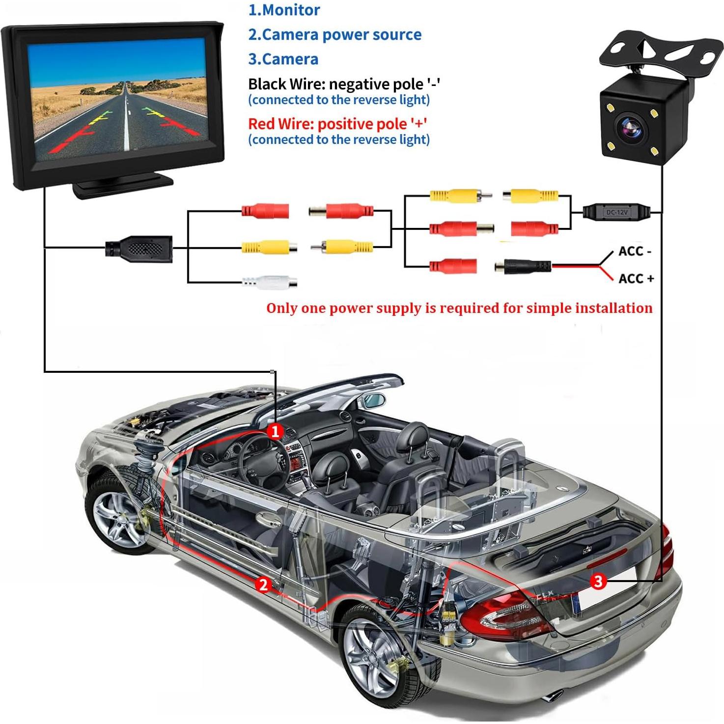 Cámara de Respaldo Kairiyard con Monitor LCD 5" HD IP69