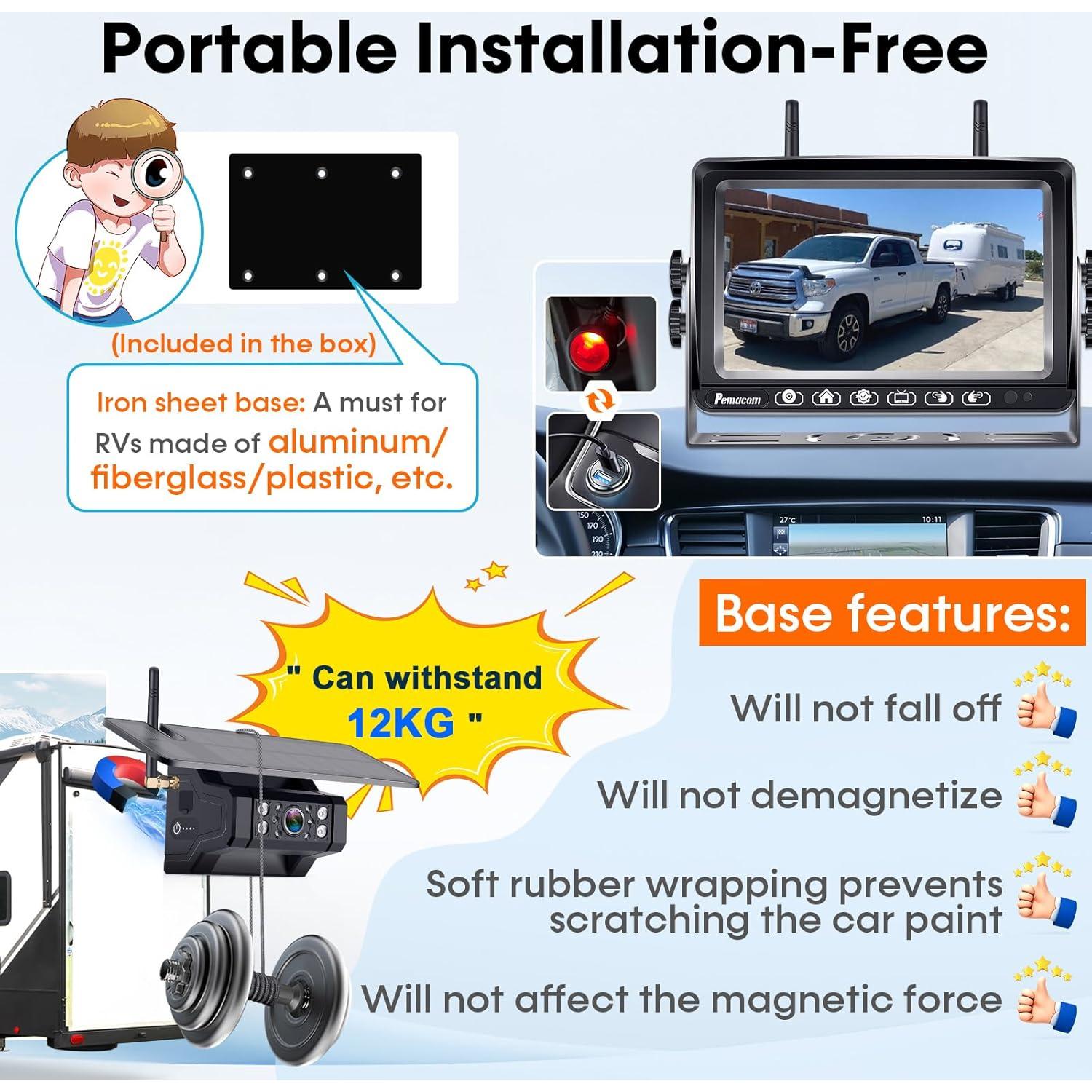 Cámara de Respaldo Inalámbrica Solar HD 1080P 7" - RV y Remolque