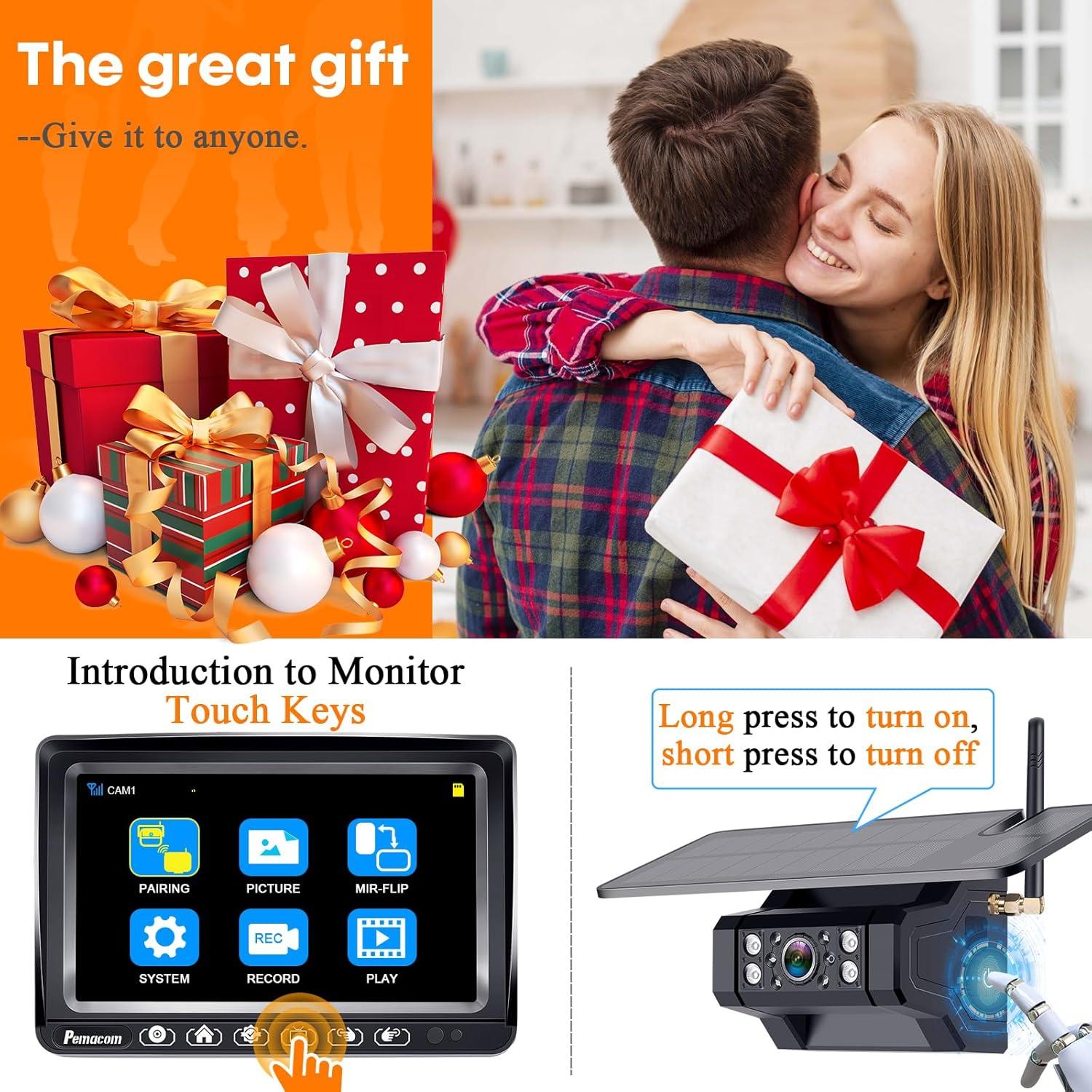 Cámara de Respaldo Inalámbrica Solar HD 1080P 7" - RV y Remolque