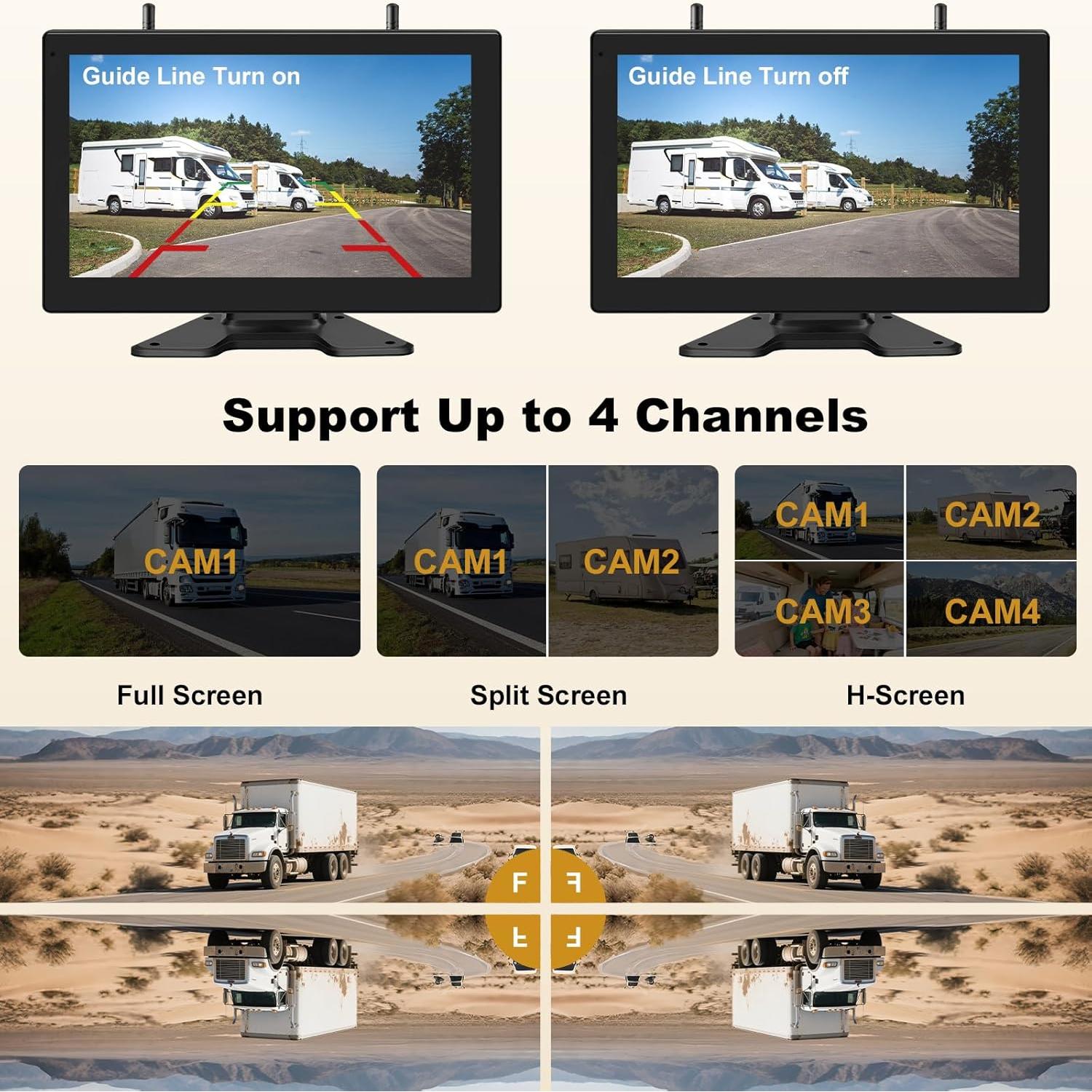 Cámara de Respaldo Inalámbrica Xrizuo 10" HD 1080P IP69