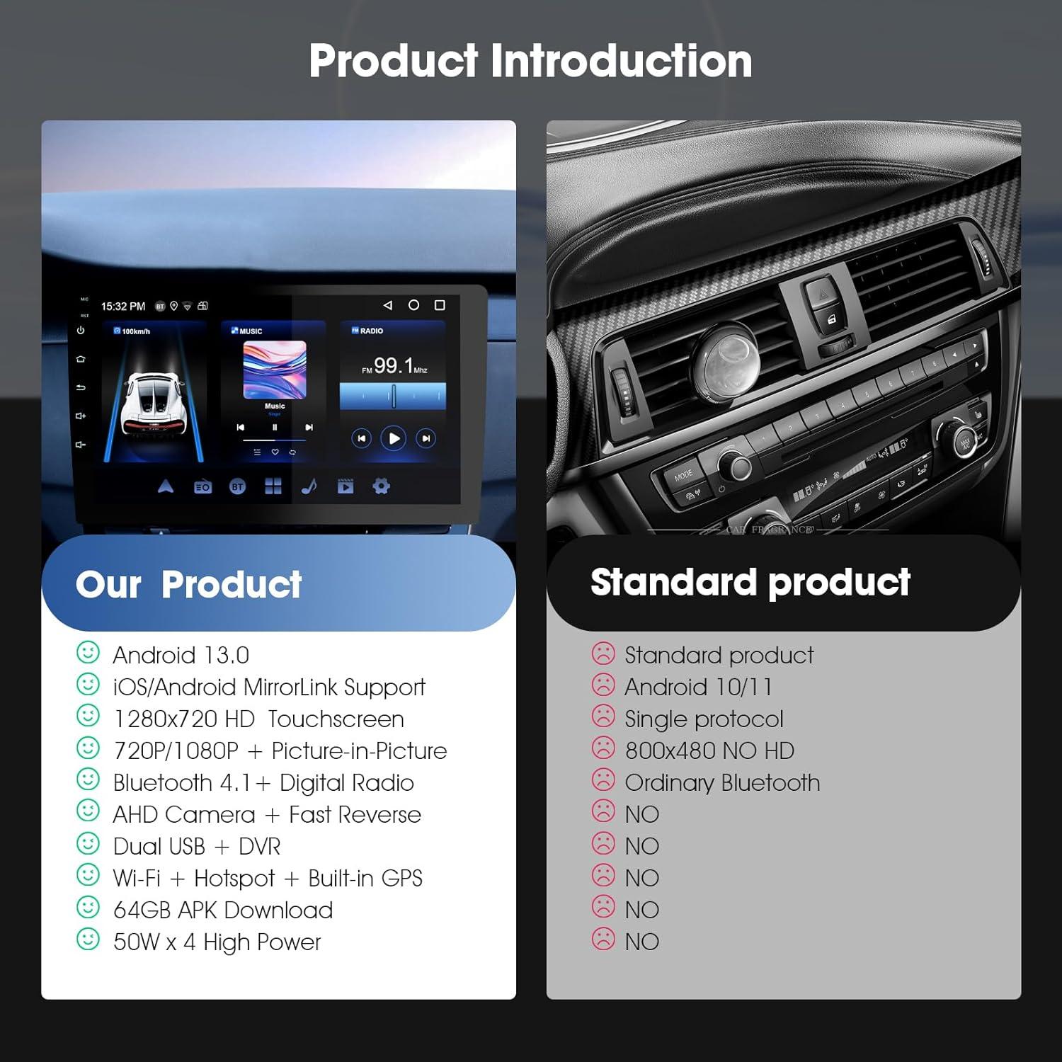 Estéreo Doble Din Haudio 9" CarPlay Inalámbrico y GPS