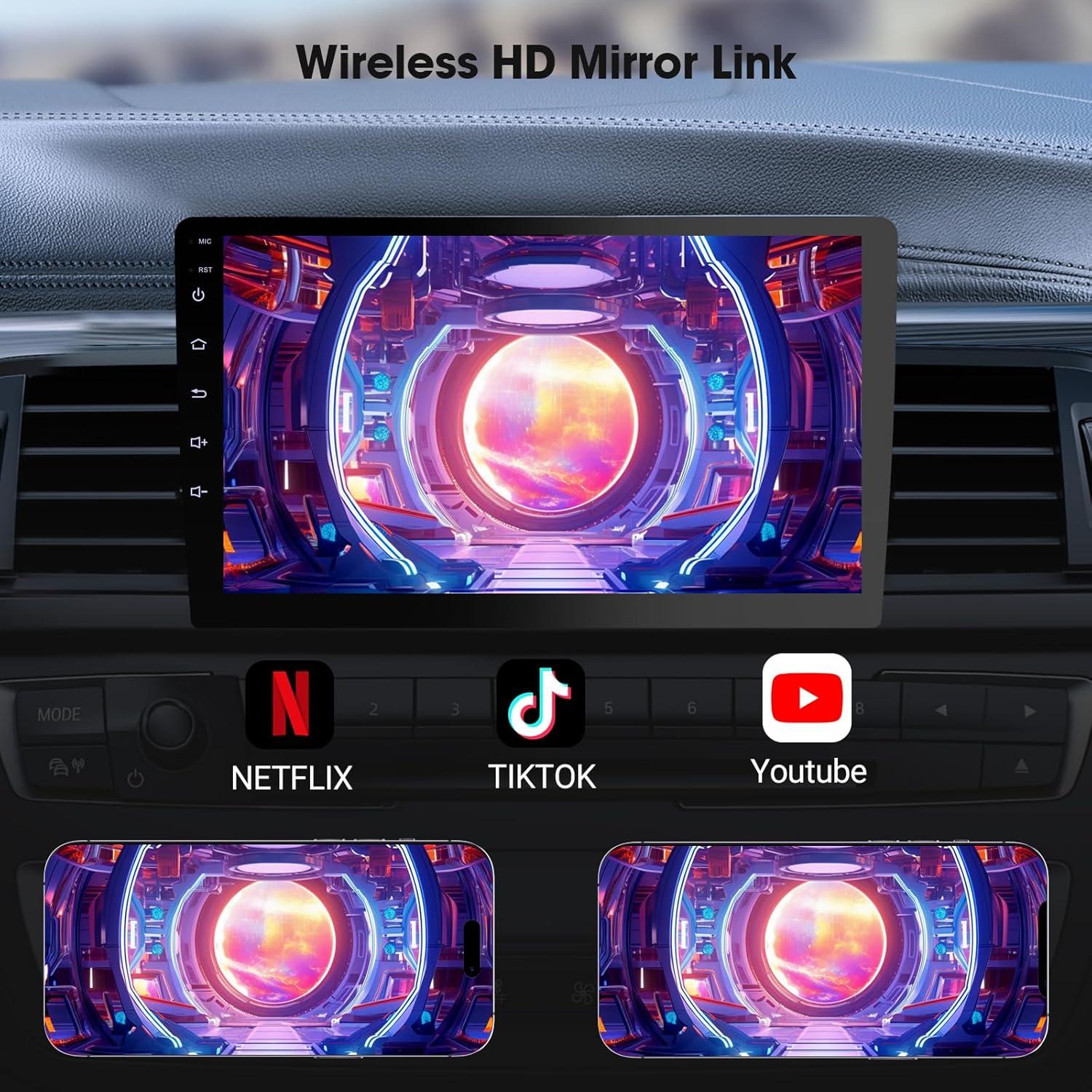 Estéreo Doble Din Haudio 9" CarPlay Inalámbrico y GPS