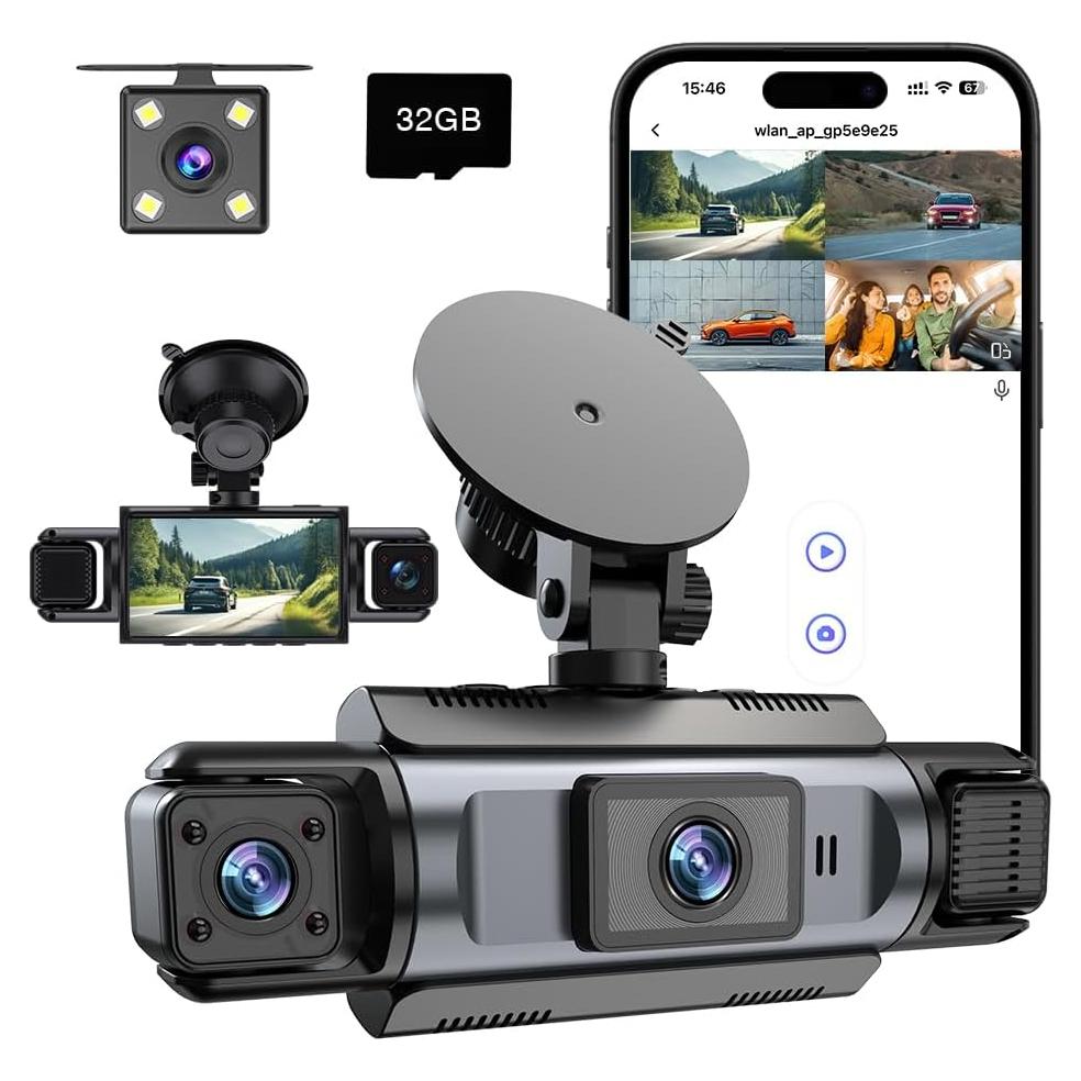 Cámara Dash 4 Canales ZKCAMSPY 1080P WiFi con Tarjeta 32GB