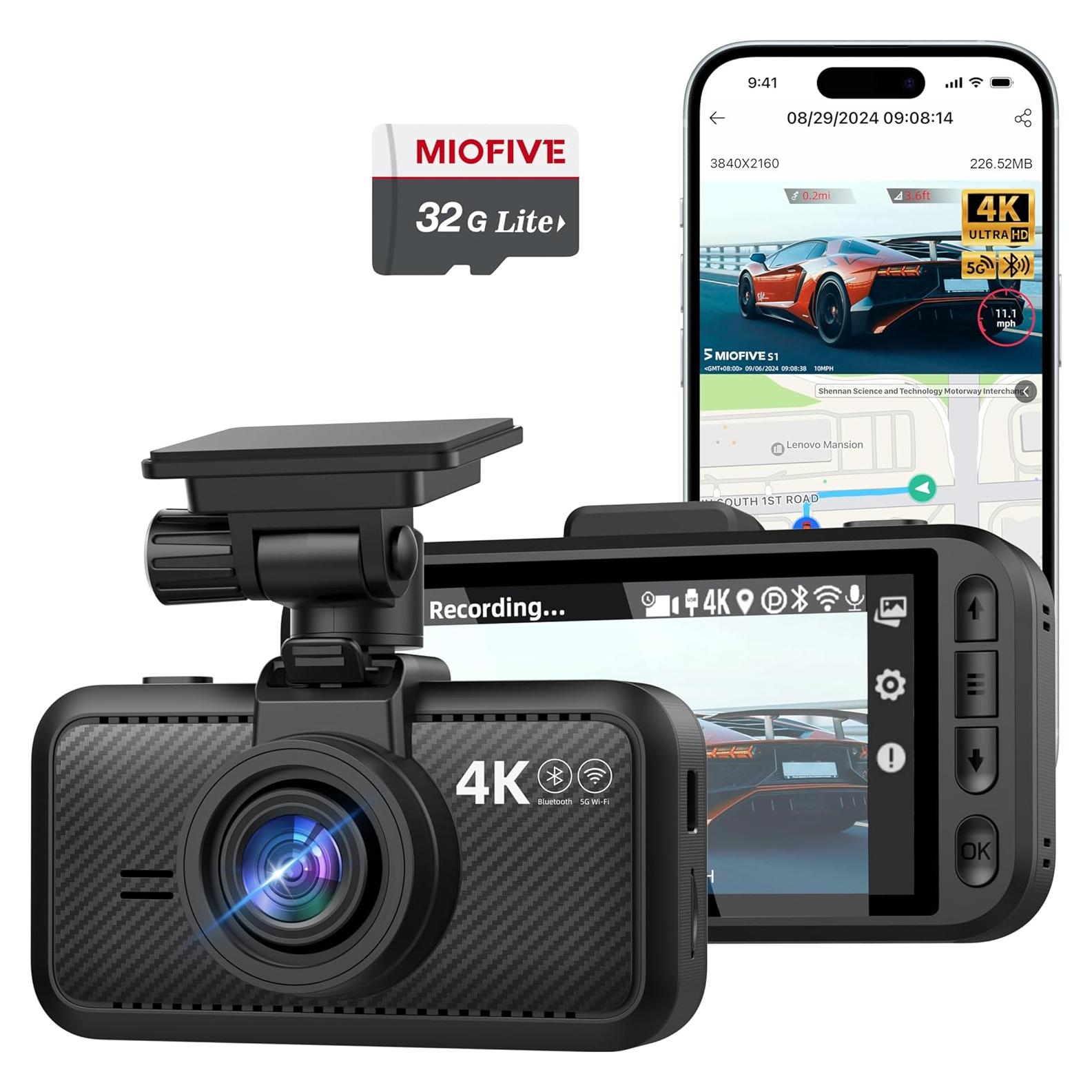 Cámara de Coche Miofive S1 4K, WiFi, GPS, Pantalla 7.62cm