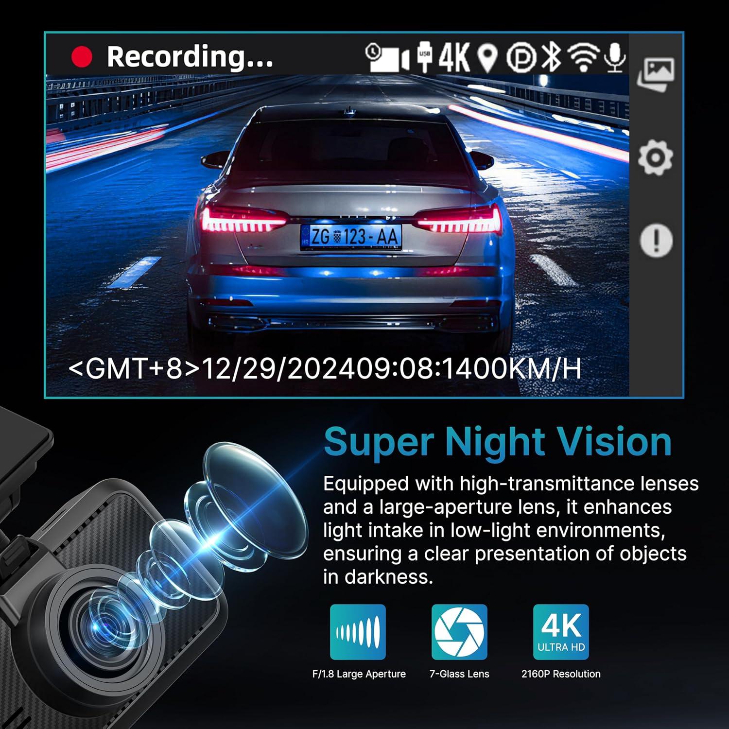 Cámara de Tablero Miofive S1 E 4K GPS WiFi Visión Nocturna