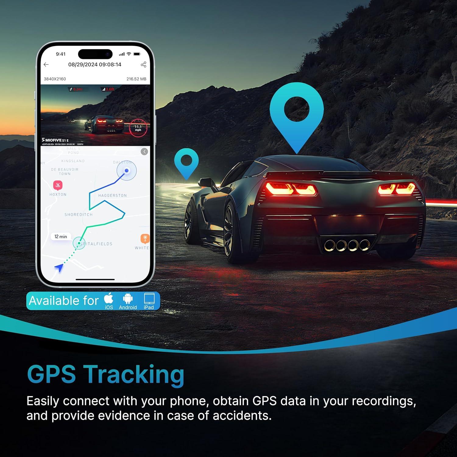 Cámara de Tablero Miofive S1 E 4K GPS WiFi Visión Nocturna