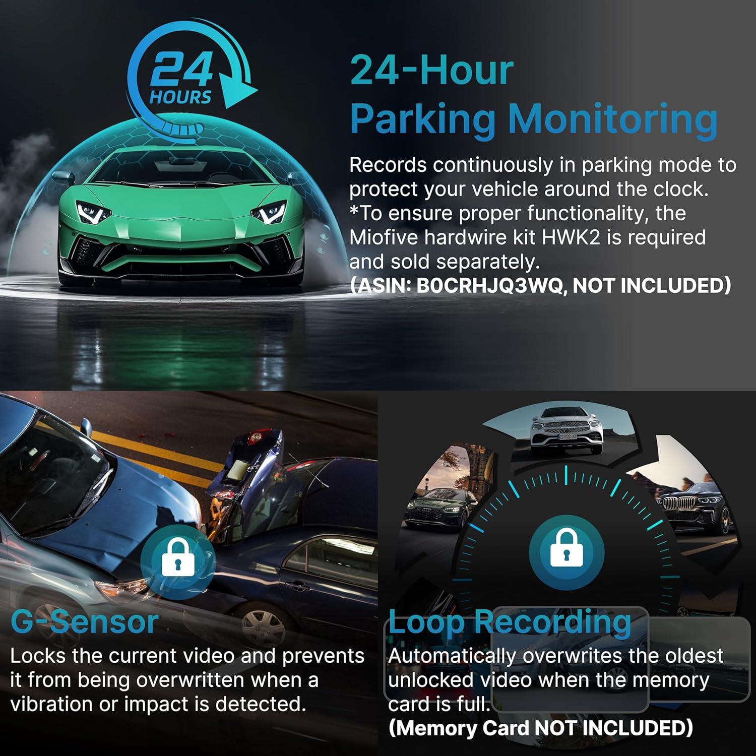 Cámara de Tablero Miofive S1 E 4K GPS WiFi Visión Nocturna