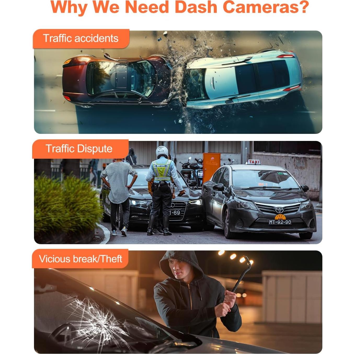 Cámara Dash 4K YEECORE con WiFi y GPS, Pantalla Táctil