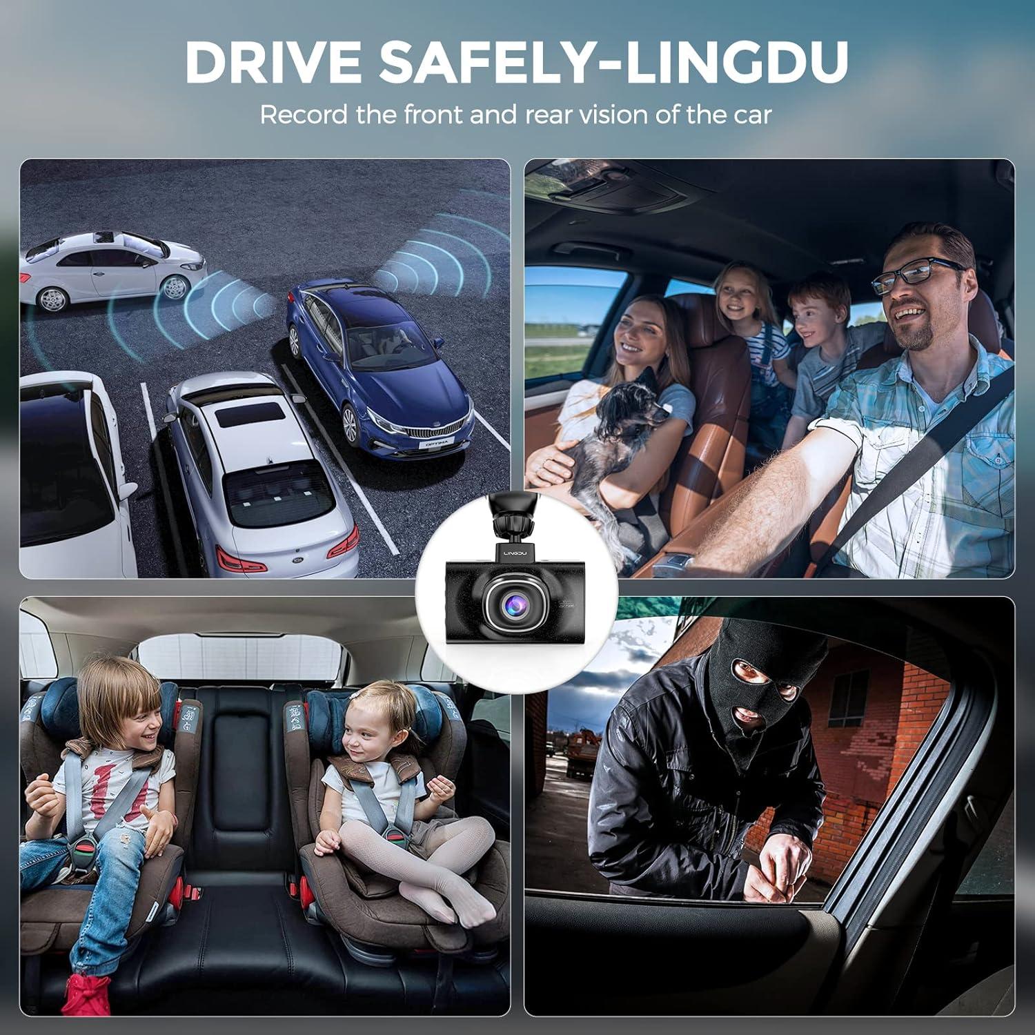LD02 Lite 4K Dash Cam Front and Rear, Car Dash Camera 5G WiFi GPS, Free 64GB SD Card, Voice Control, WDR Night Vision, 24H Parking Mode, 3" IPS Screen, G-Sensor