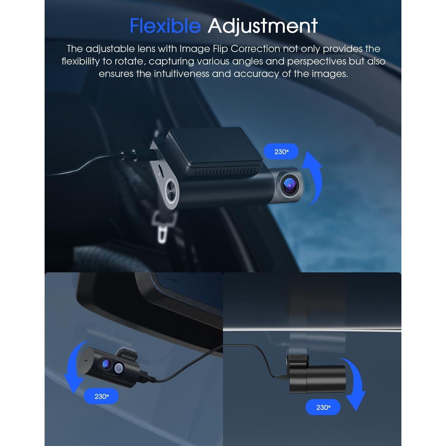 5K 3 Channel Dash Cam, Wi-Fi GPS with 64GB Card, 4K+1080P+1080P Front and Rear Inside Triple Car Camera with 3'' IPS Screen, IR Night Vision, Voice Control, 24H Parking Monitor, 512GB Max