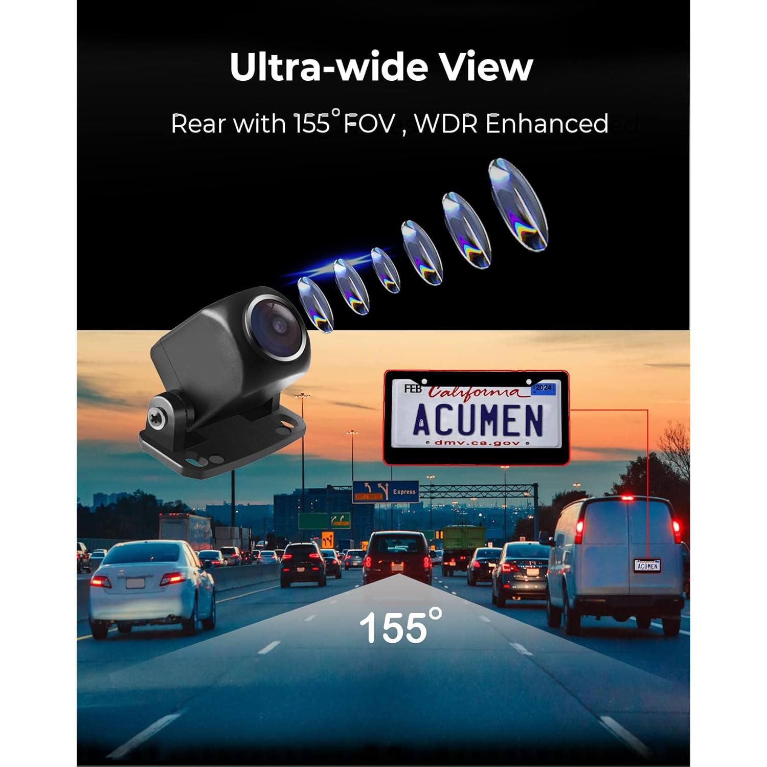 ACUMEN 4K Rear View Mirror Camera XR10 Pro, Smart 10" Touch Screen Mirror Dash Cam Front and Rear, Backup Camera for Cars with WDR, Dash Cam for Cars with GPS, Included 64GB Card (XR10 Pro)