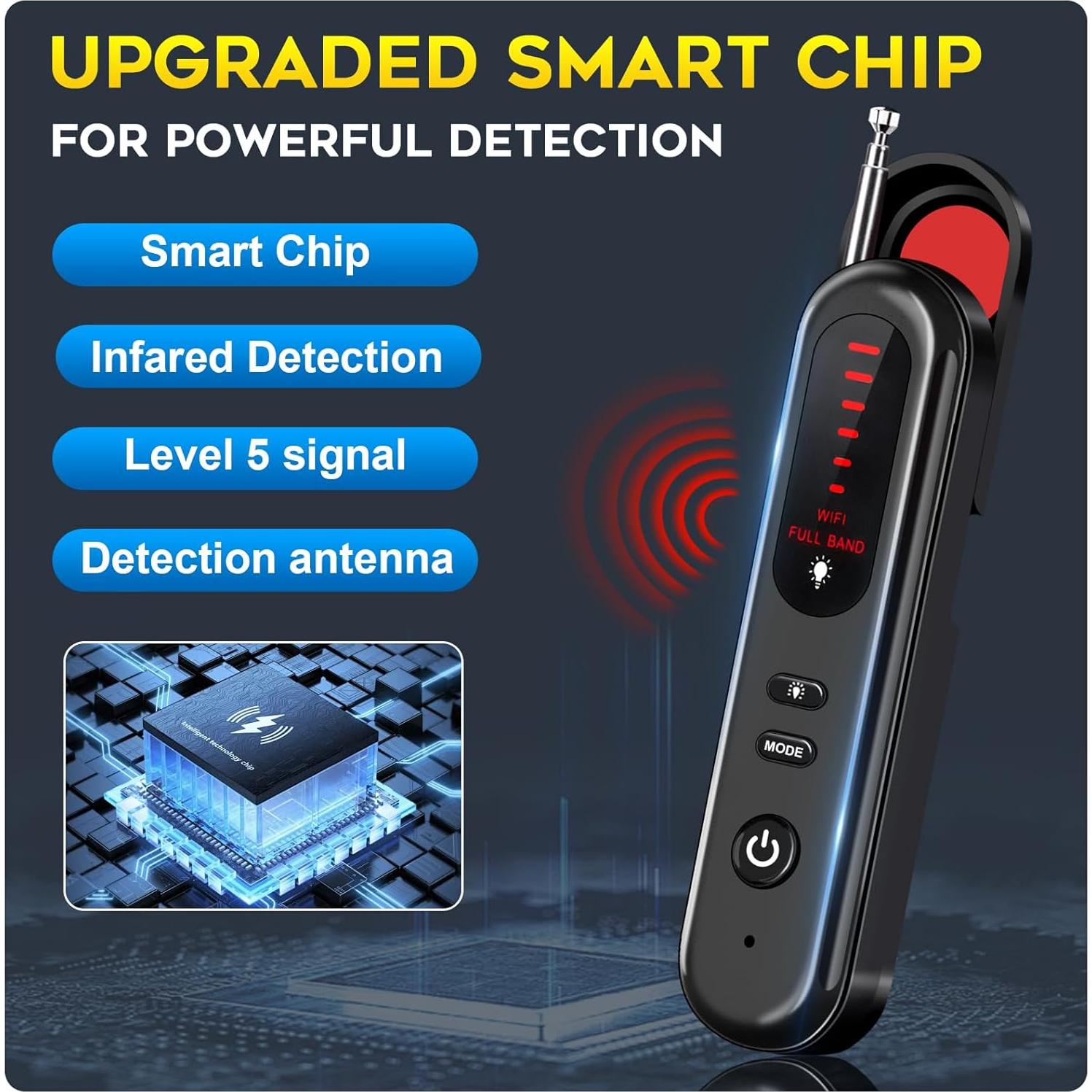 Detector de Cámara Oculta SEVENPARK T01 Portátil 5 Niveles Sensibilidad