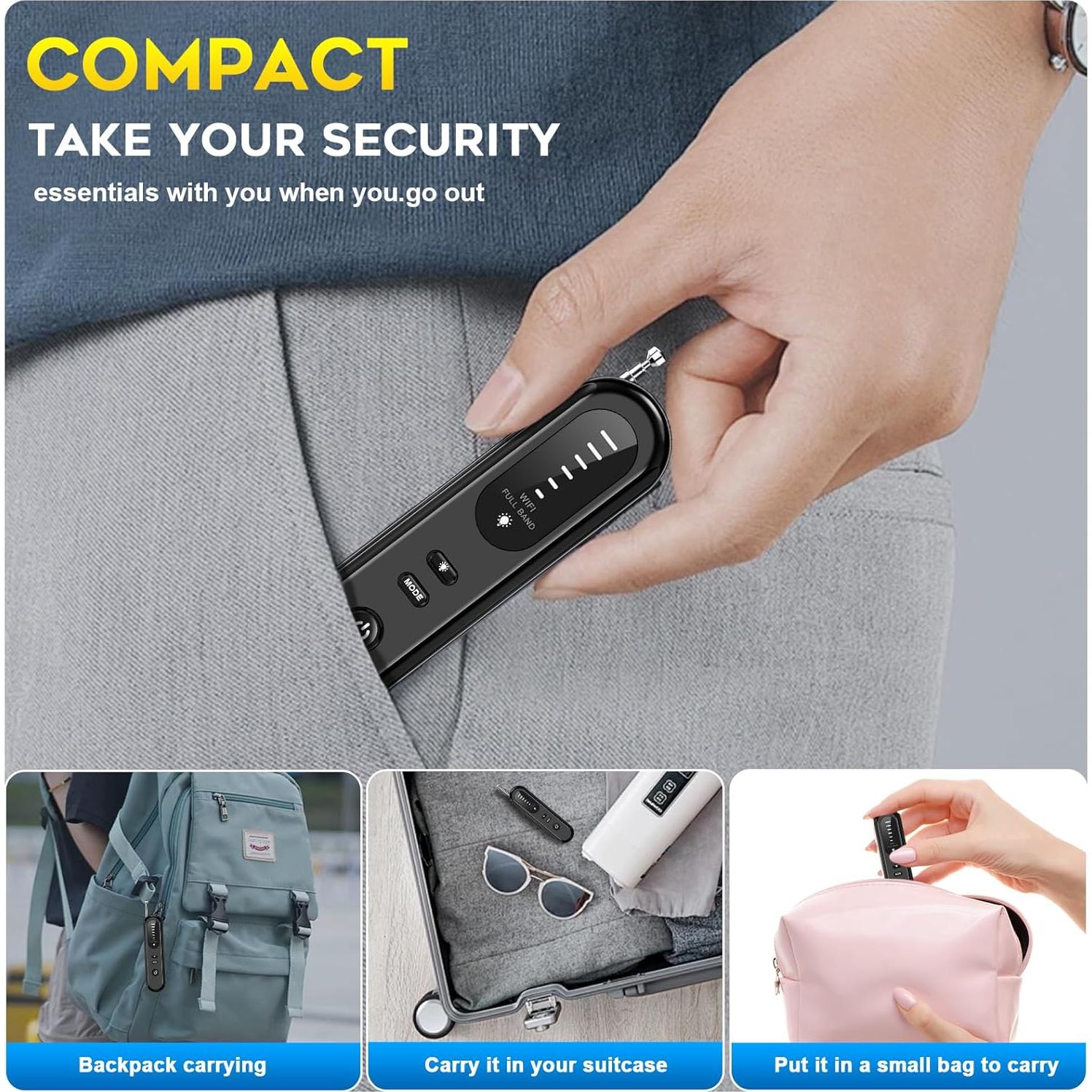 Detector de Cámara Oculta SEVENPARK T01 Portátil 5 Niveles Sensibilidad