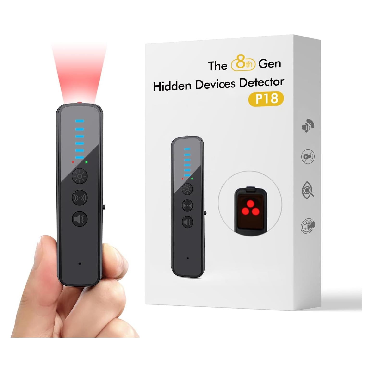 Detector de Cámara Oculta Abyliee P18-8G-V3 Portátil Negro