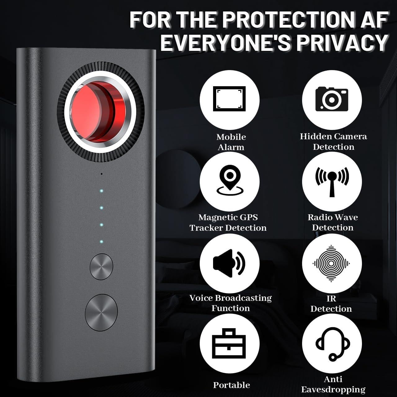 Detector de Cámaras Ocultas TANHUKEN T1 - 5 Niveles Sensibilidad