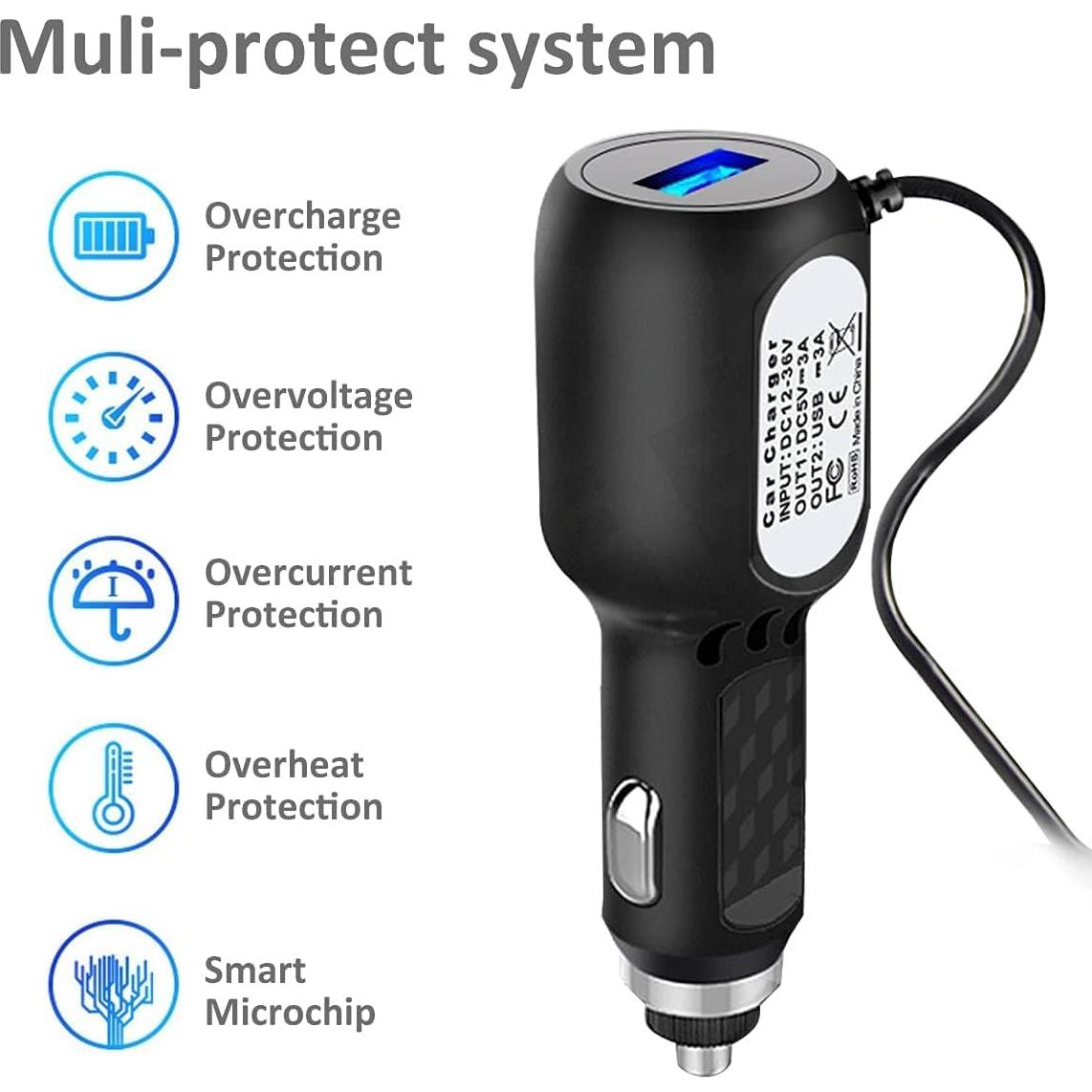 Cable de Carga Mini USB ATYFUER para Dash Cam y GPS 3.5m