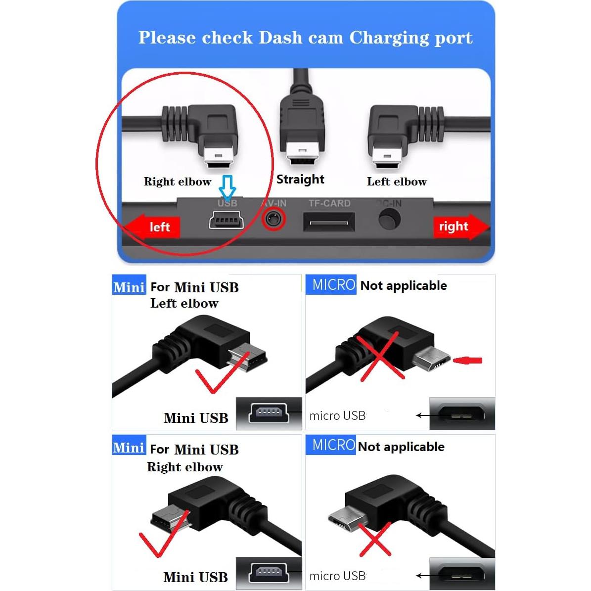 Cable de Carga Mini USB ATYFUER para Dash Cam y GPS 3.5m