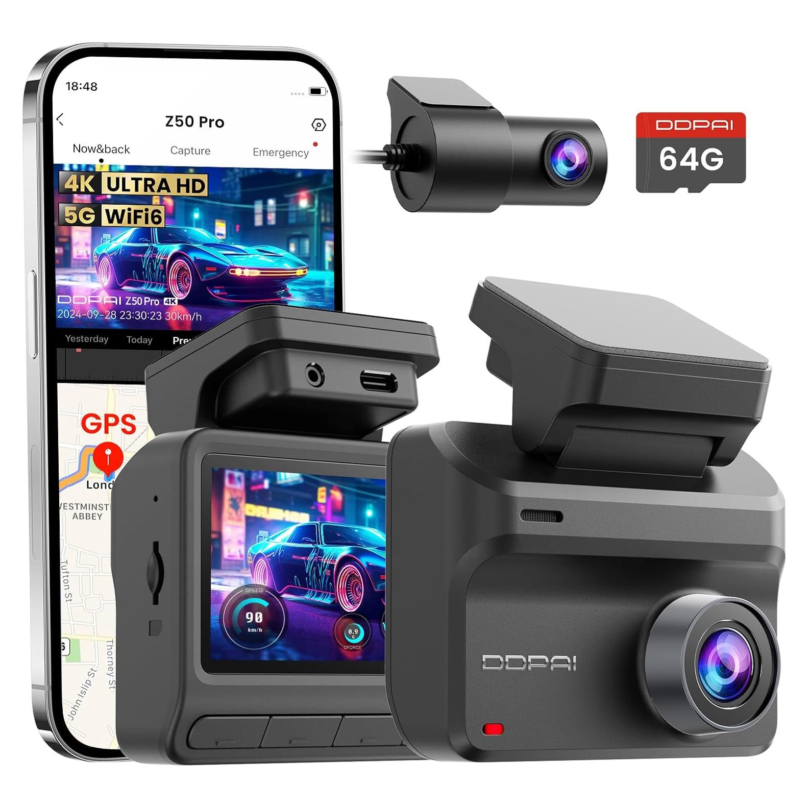 Cámara Dash DDPAI Z50 Pro 4K + 1080P Delantera y Trasera