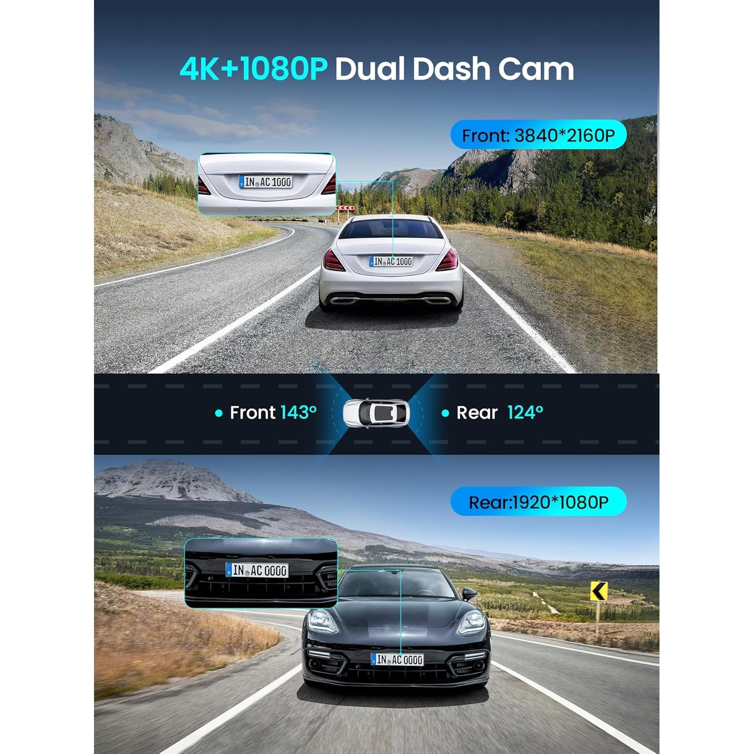 Cámara Dash DDPAI Z50 Pro 4K + 1080P Delantera y Trasera