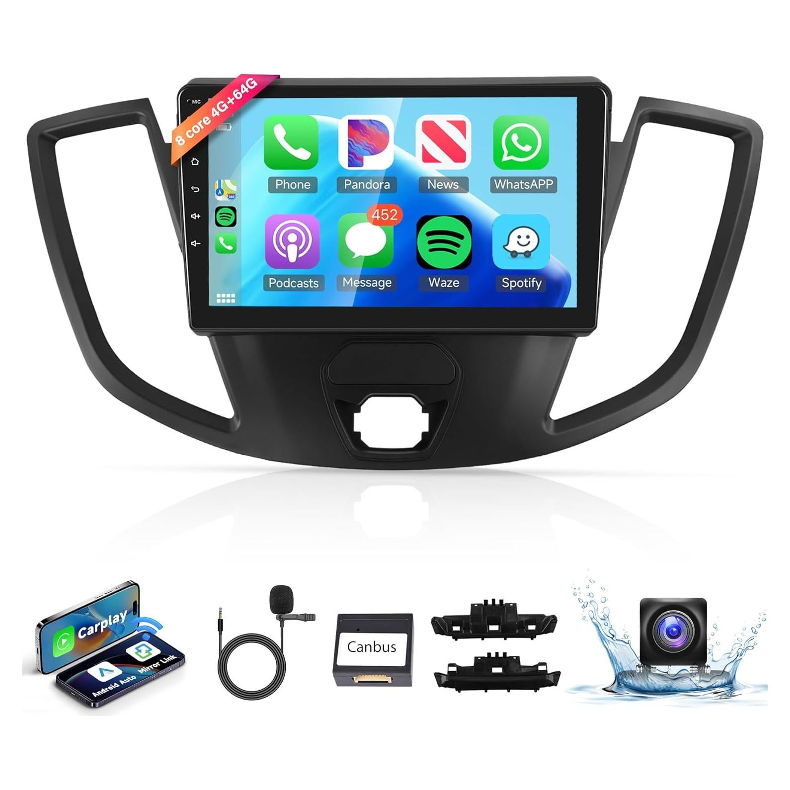 Estéreo de Coche Android 13 Rimoody 9" para Ford Transit 2013-2019