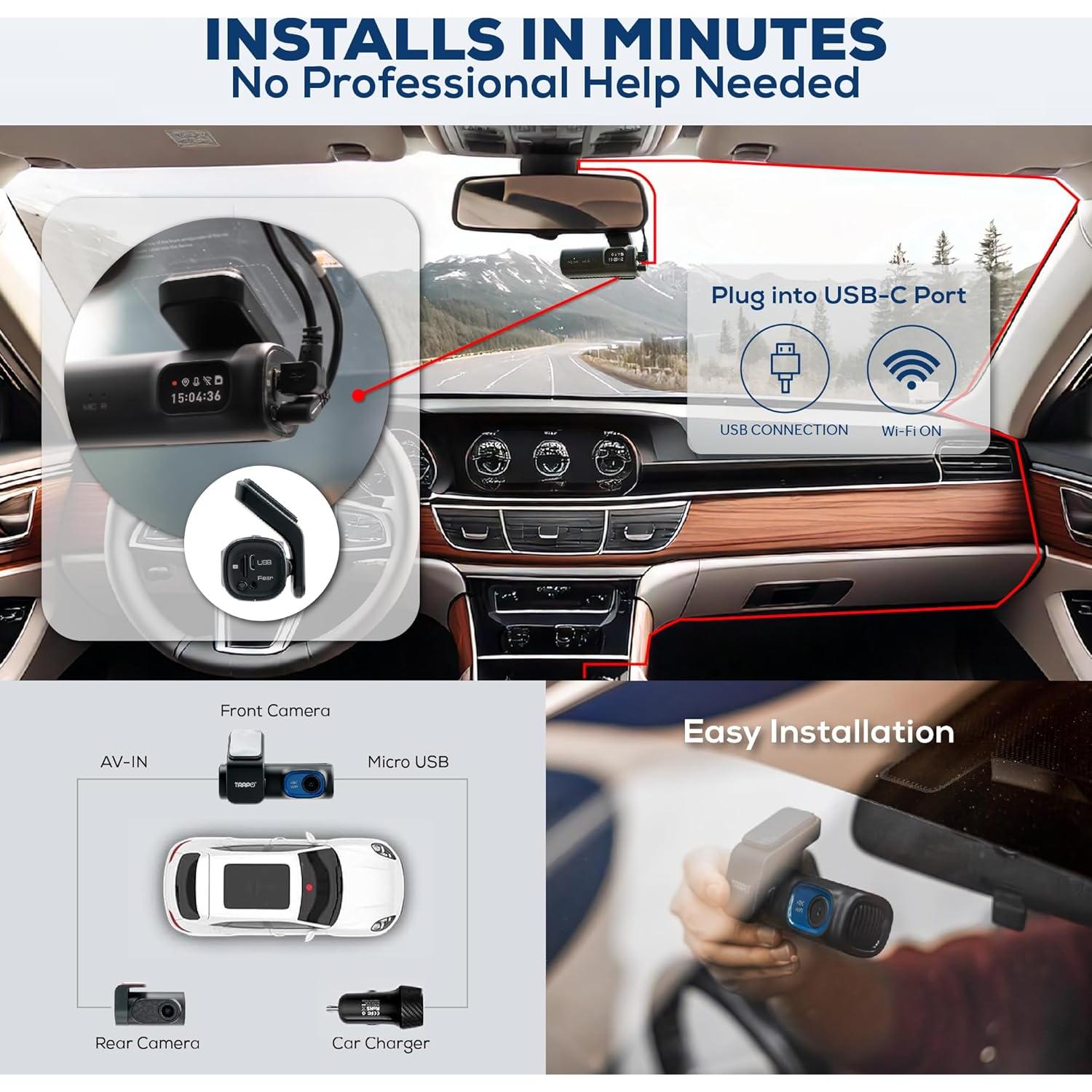 Cámara Dash Trapo T550 4K Delantera y 1080p Trasera GPS