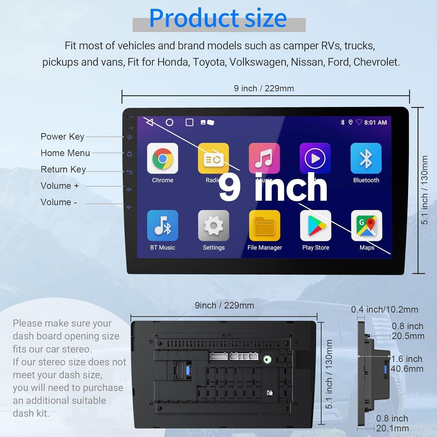 Estéreo Doble Din Haudio CVD9661-AJ Pantalla Táctil 9" GPS