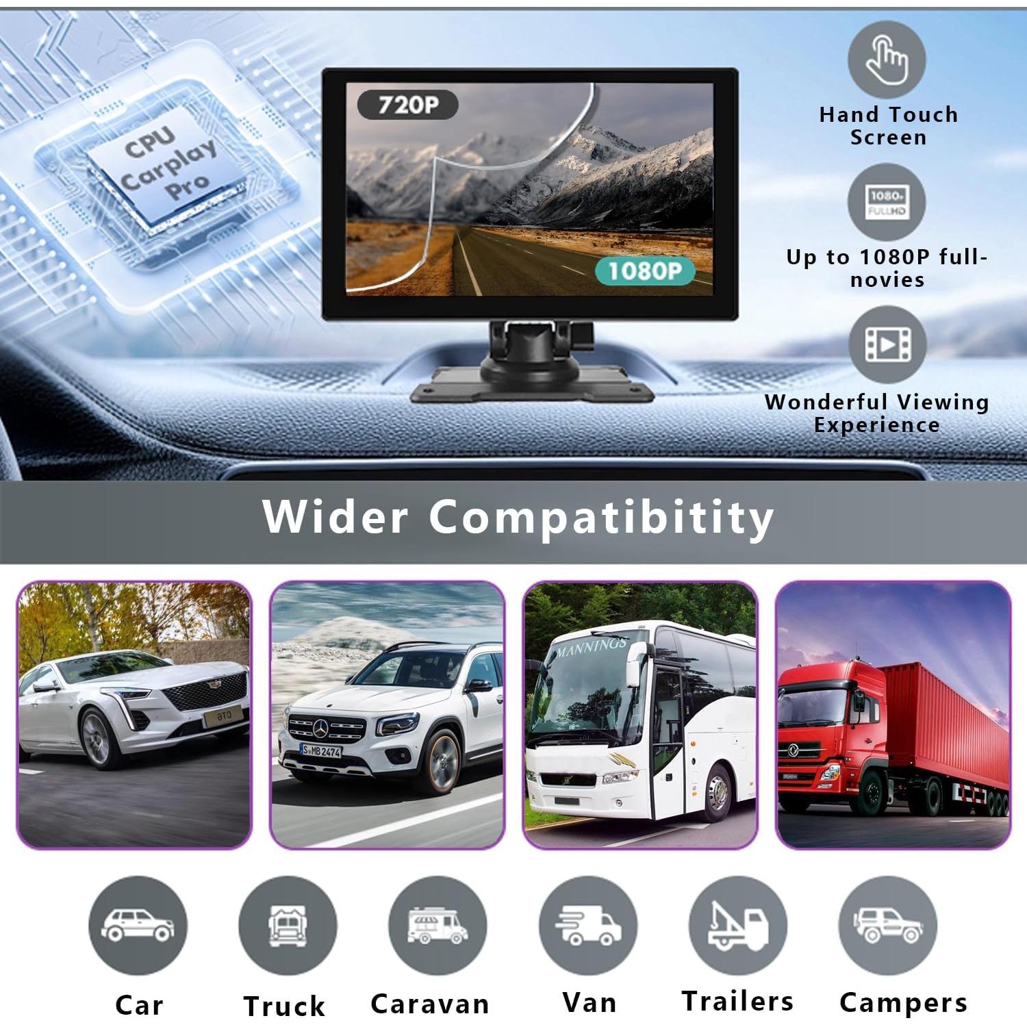 Pantalla Inalámbrica Carplay WECAMTX 9" con Cámara 4K y GPS