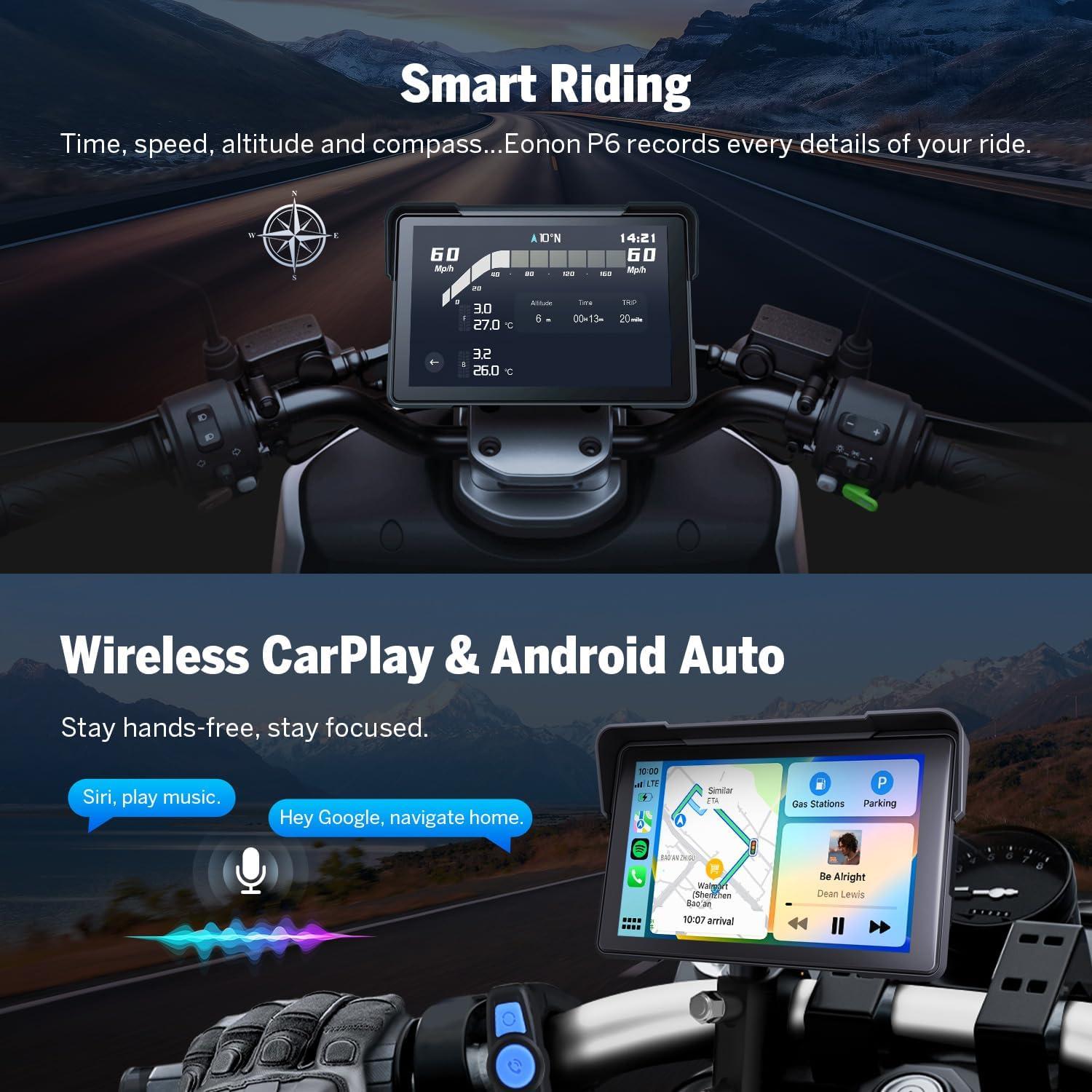 Pantalla para Motocicleta Eonon P6 7" CarPlay Android Auto Bluetooth