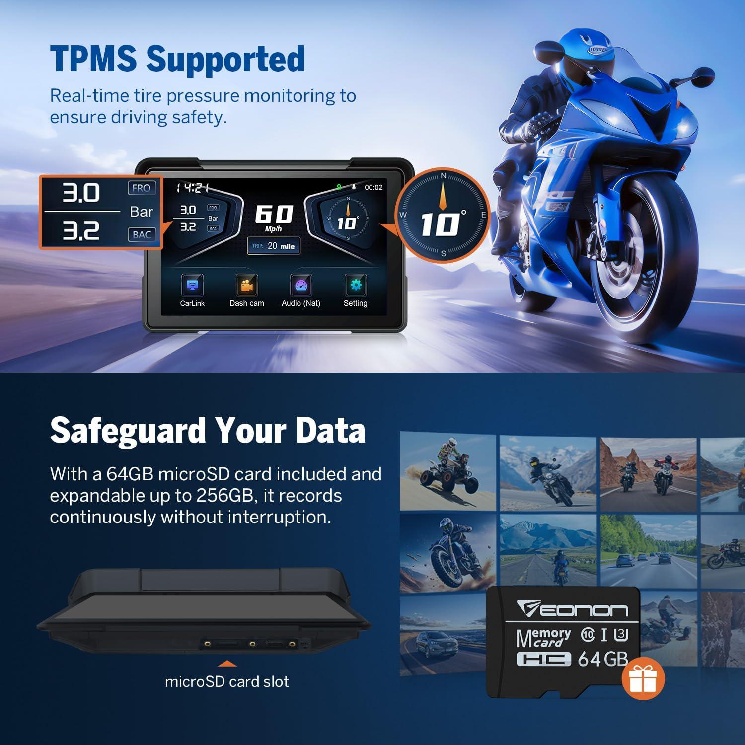 Pantalla para Motocicleta Eonon P6 7" CarPlay Android Auto Bluetooth