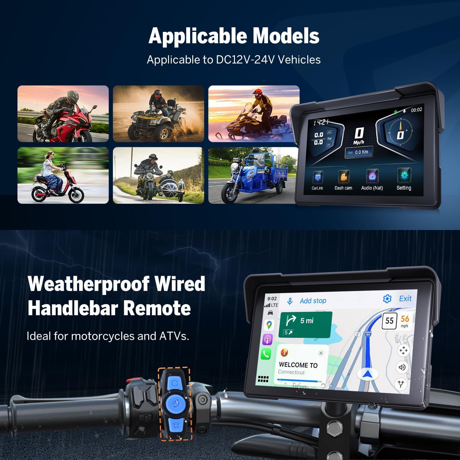 Pantalla para Motocicleta Eonon P6 7" CarPlay Android Auto Bluetooth