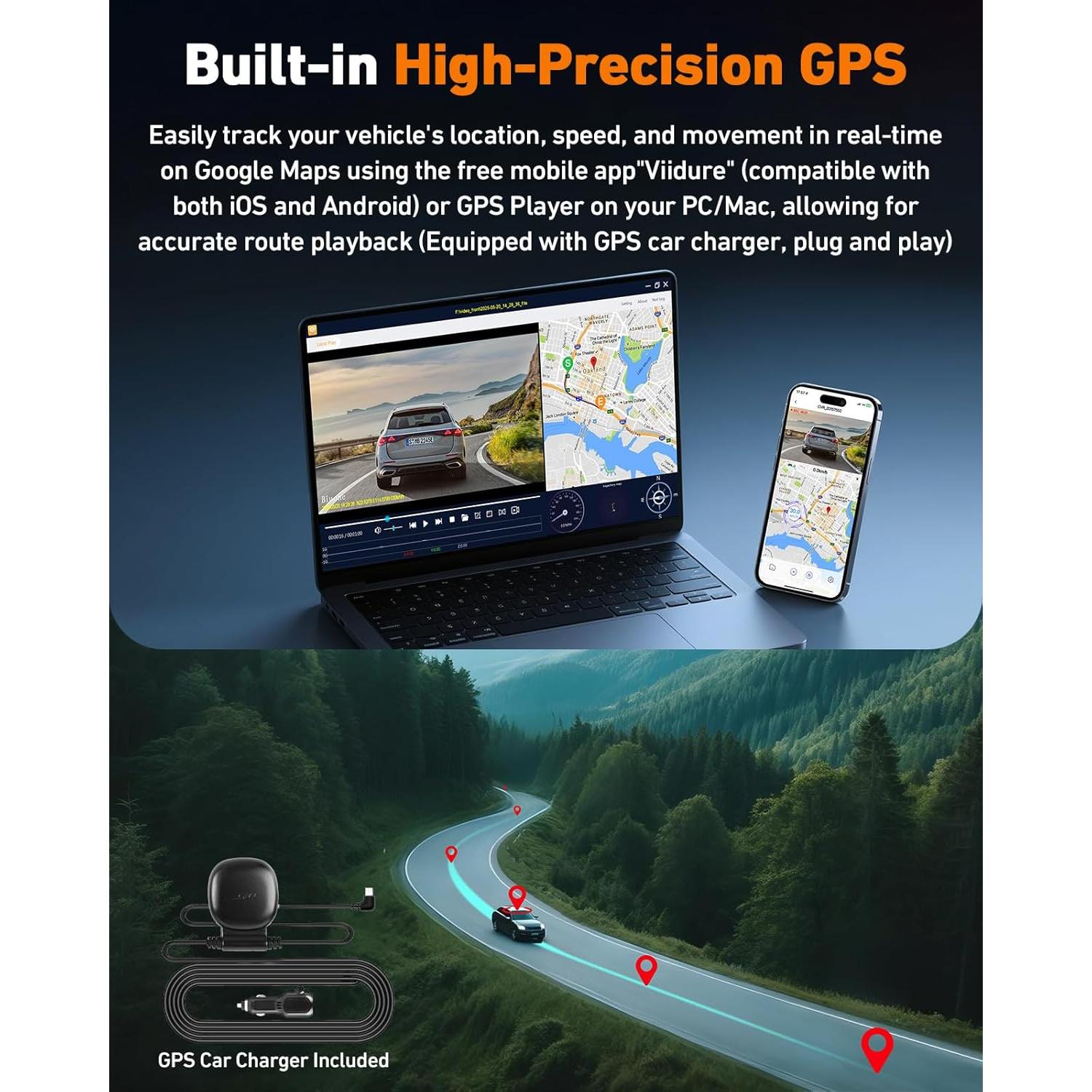 Cámara de Tablero 4K Biuone Delantera y Trasera con GPS