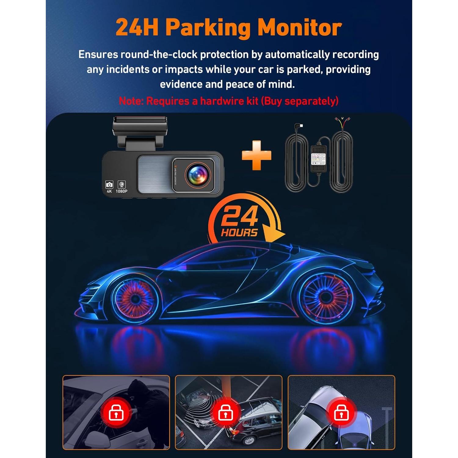 Cámara de Tablero 4K Biuone Delantera y Trasera con GPS