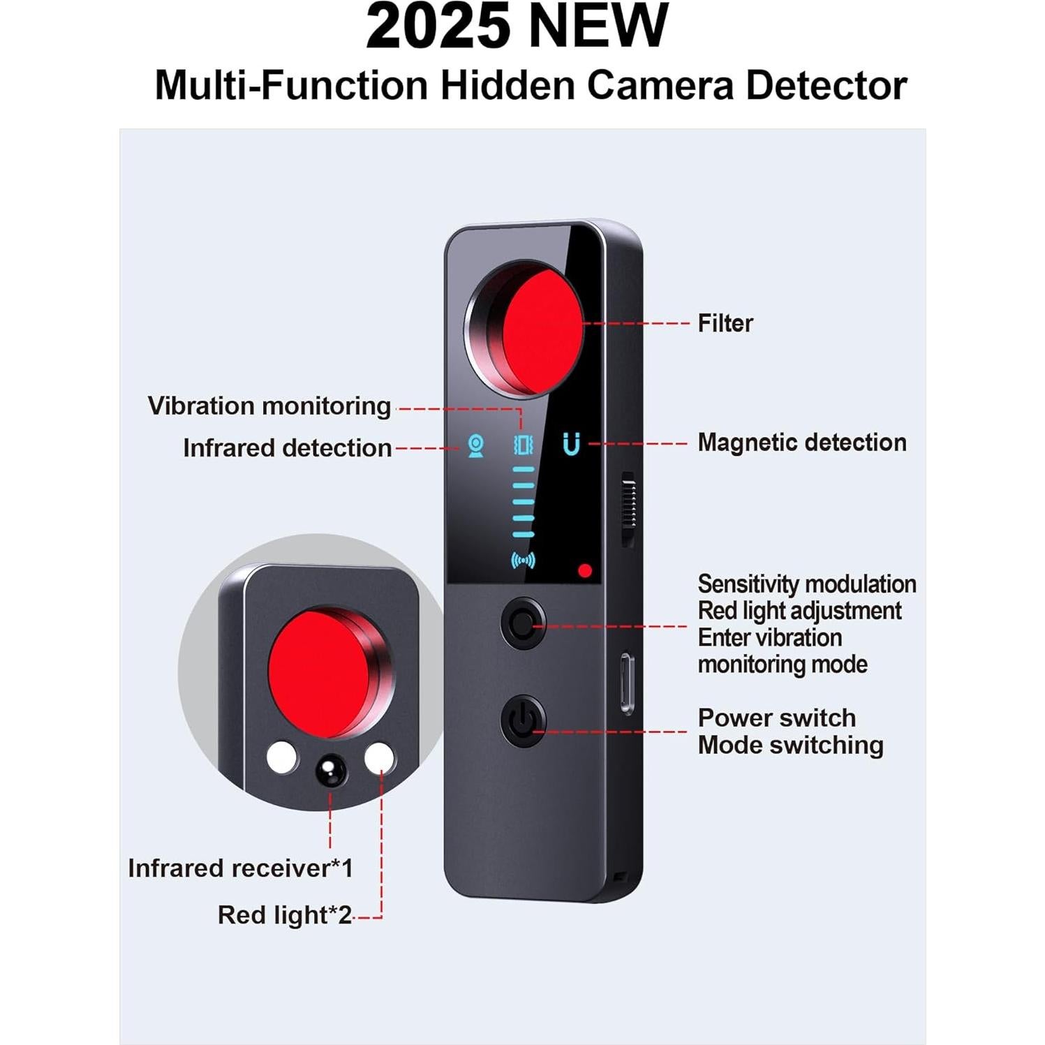 Detector de Cámaras Ocultas y Bugs CountureMode G007 - RF, GPS