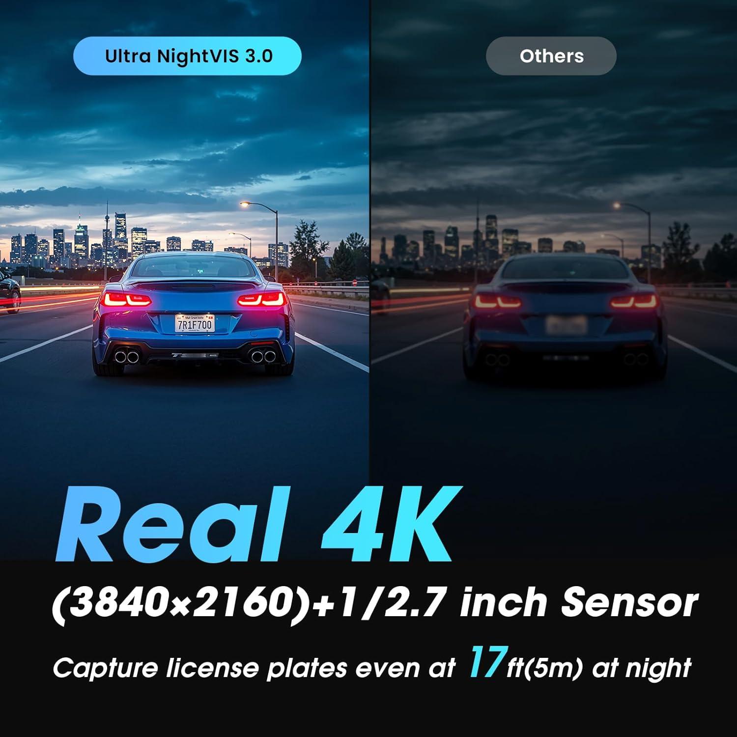 Cámara Dash DDPAI Z60 4K + 1080P Doble, Visión Nocturna