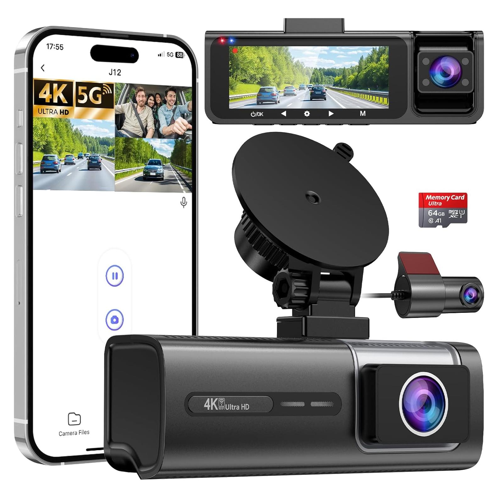 Cámara Dash HunterMax 3 Canales 4K+1080P WiFi 5G Plata