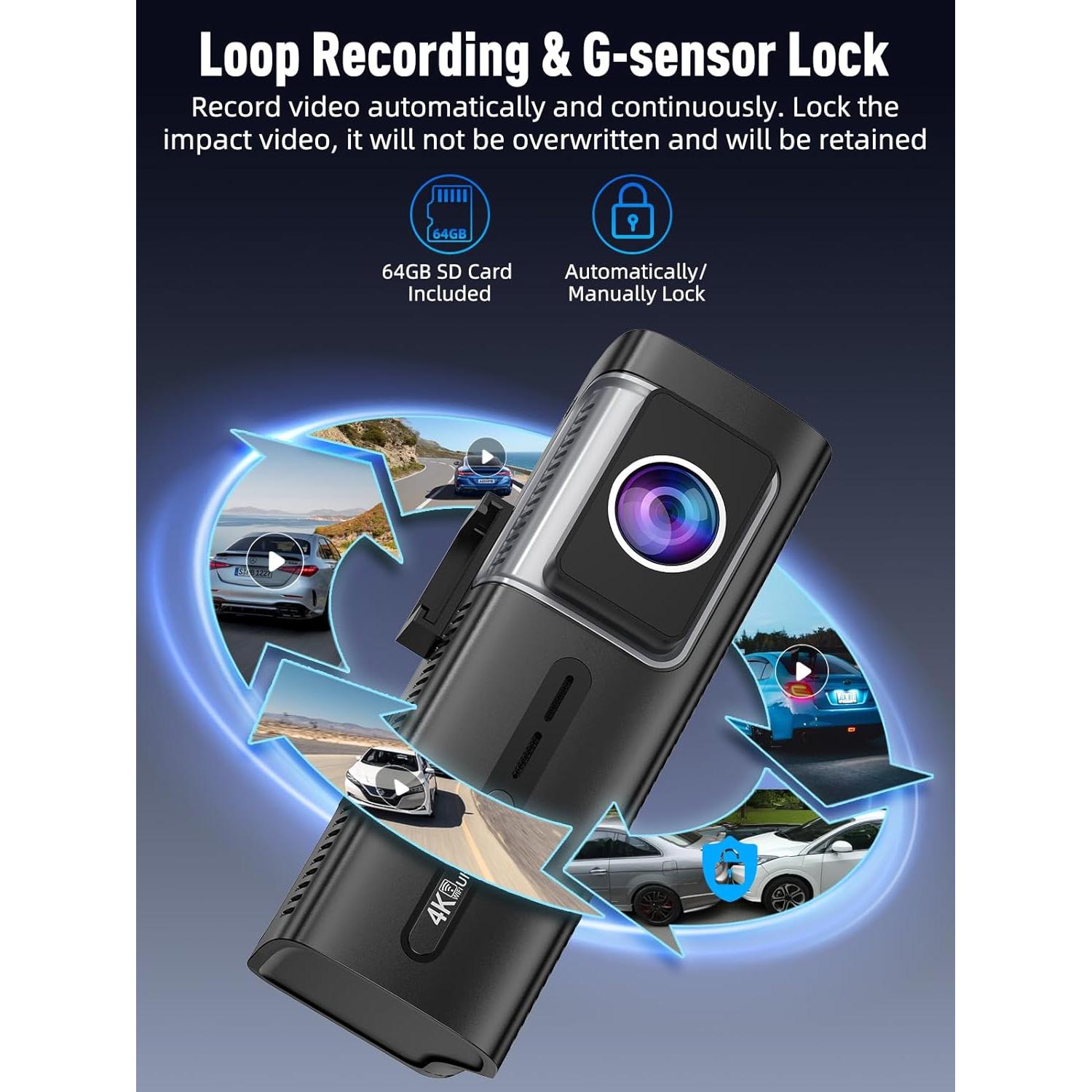 Cámara Dash HunterMax 3 Canales 4K+1080P WiFi 5G Plata