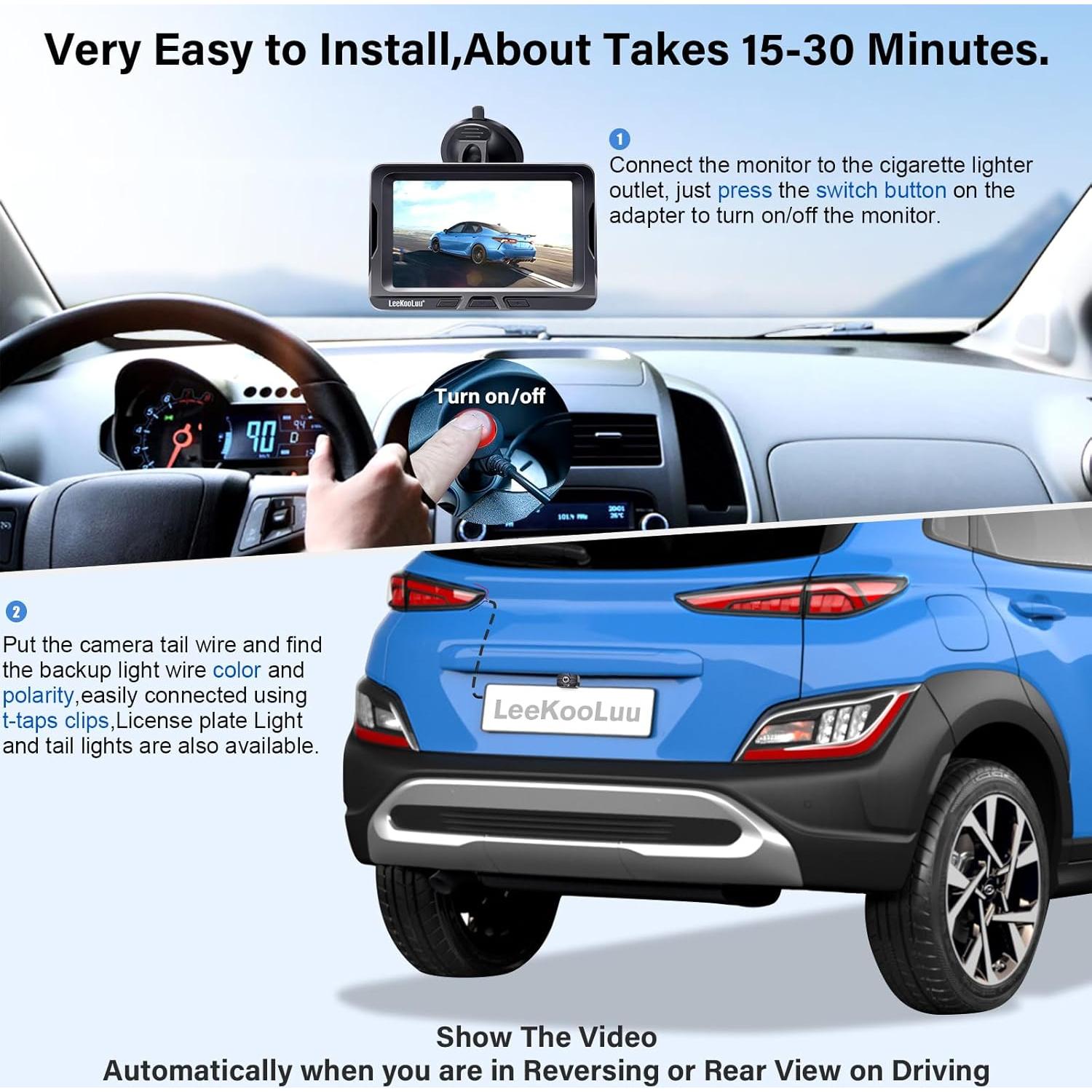 Cámara de Respaldo Inalámbrica LeeKooLuu LK2 HD 1080P 5"