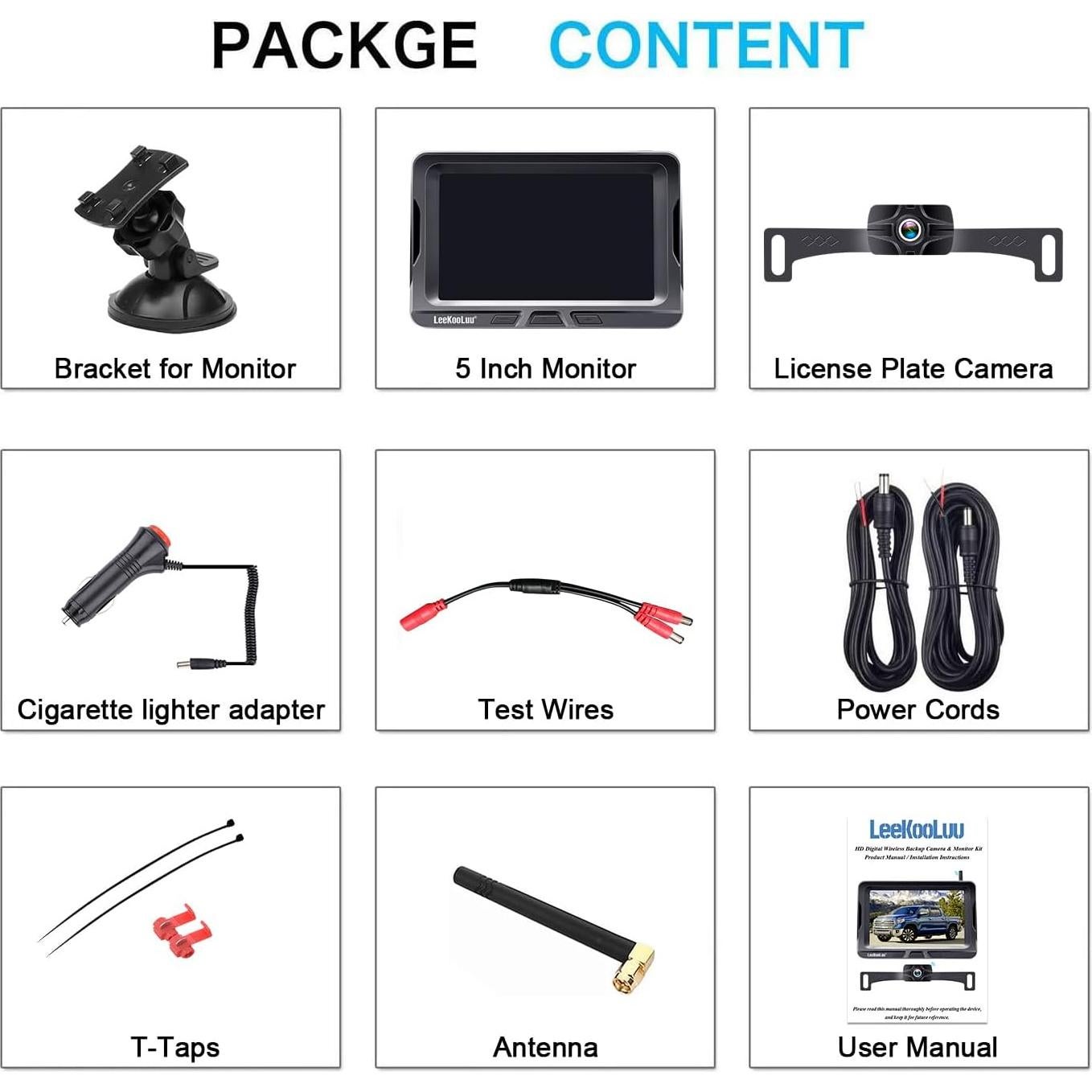 Cámara de Respaldo Inalámbrica LeeKooLuu LK2 HD 1080P 5"