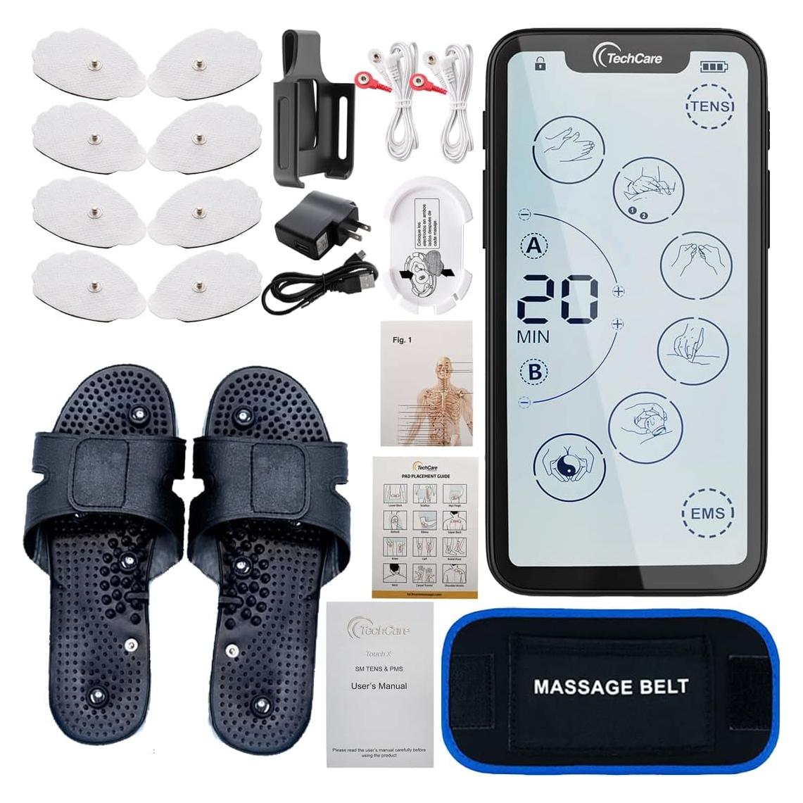 Estimulador de Músculos TechCare Táctil 24 Modos Alivio Dolor