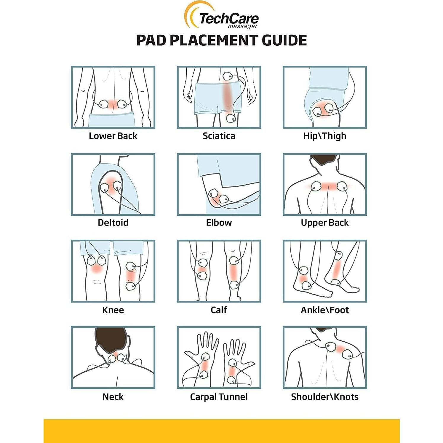Estimulador de Músculos TechCare Táctil 24 Modos Alivio Dolor