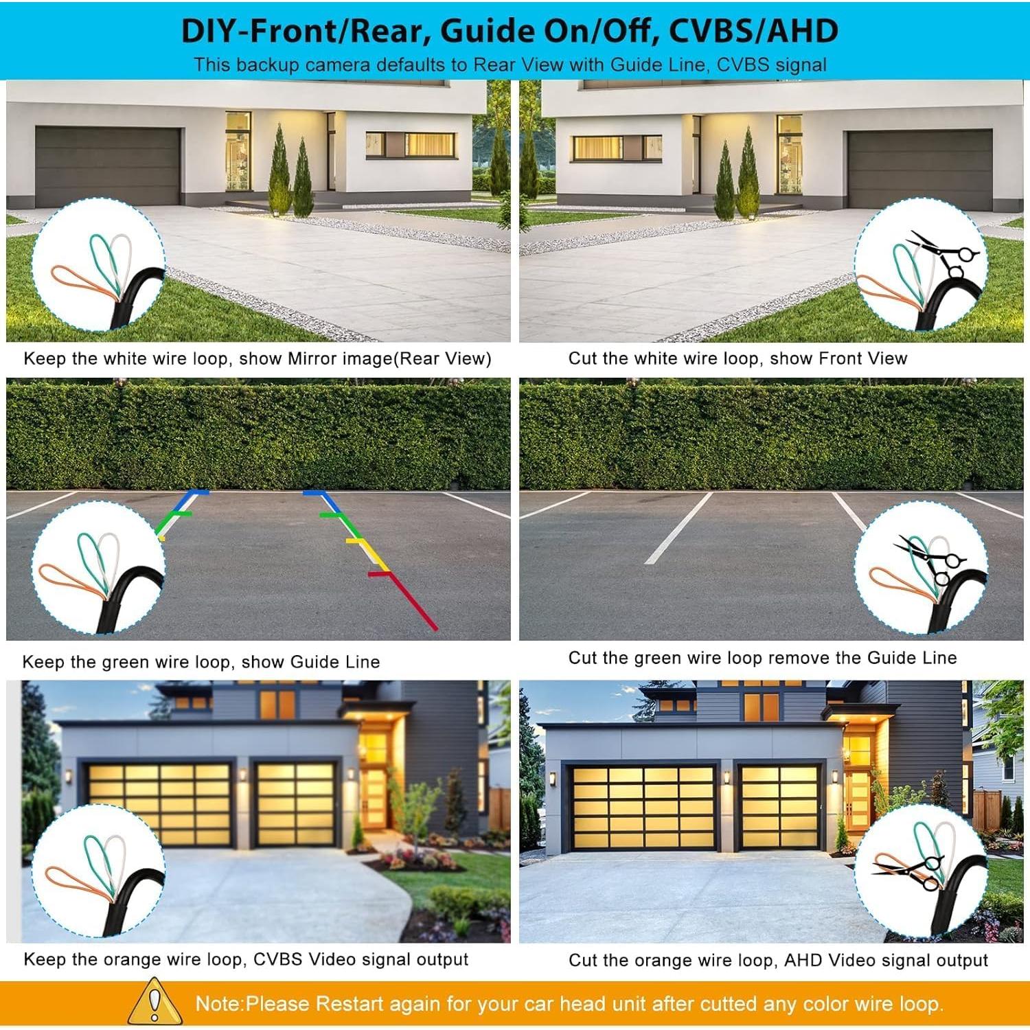 Cámara de Respaldo GLK AHD 1080P Impermeable con Visión Nocturna