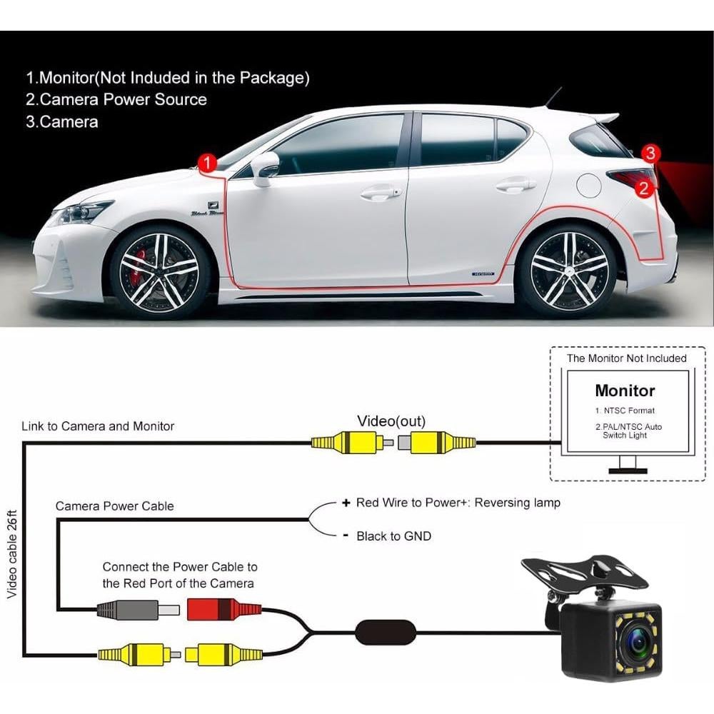Cámara de Respaldo Ultra HD UNITOPSCI 12 LED Impermeable