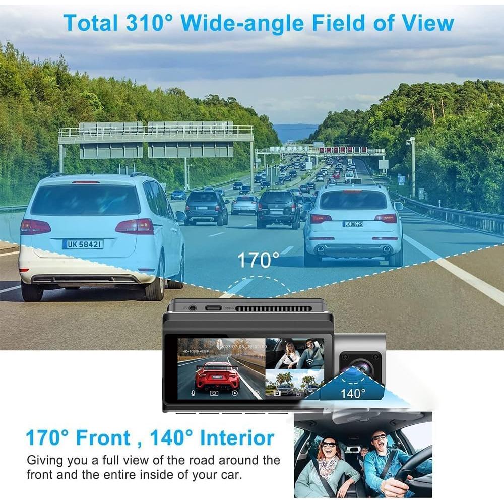 Cámara Dash 4K VIGARD S13 3 Canales con WiFi y GPS