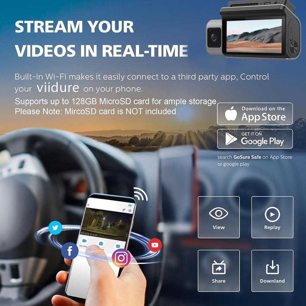 Cámara Dash 4K VIGARD S13 3 Canales con WiFi y GPS