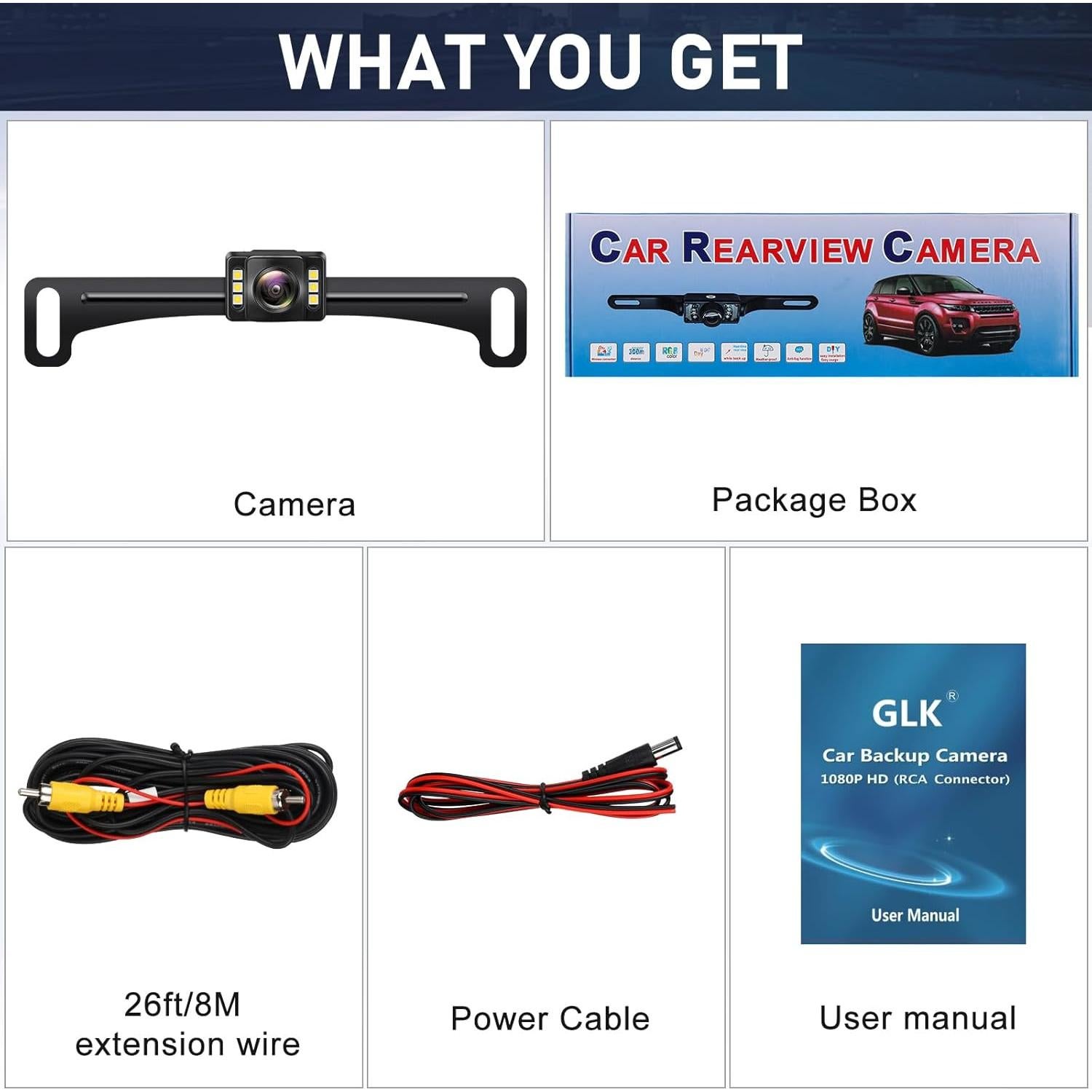 Cámara de Respaldo GLK AHD 1080P con Visión Nocturna 170°