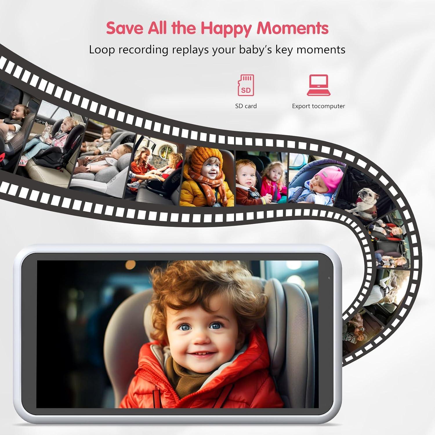 Cámara de Auto para Bebés BM3 HD 1080P con Visión Nocturna